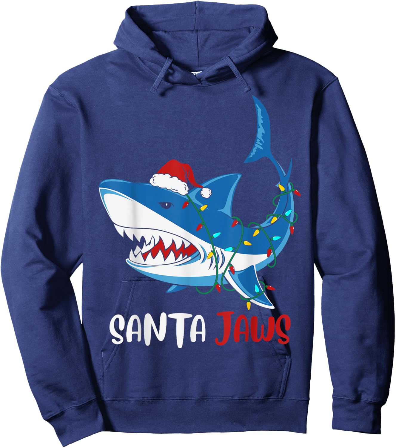 Santa Jaws Funny Christmas Shark Hoodie - Hoodie | Navy