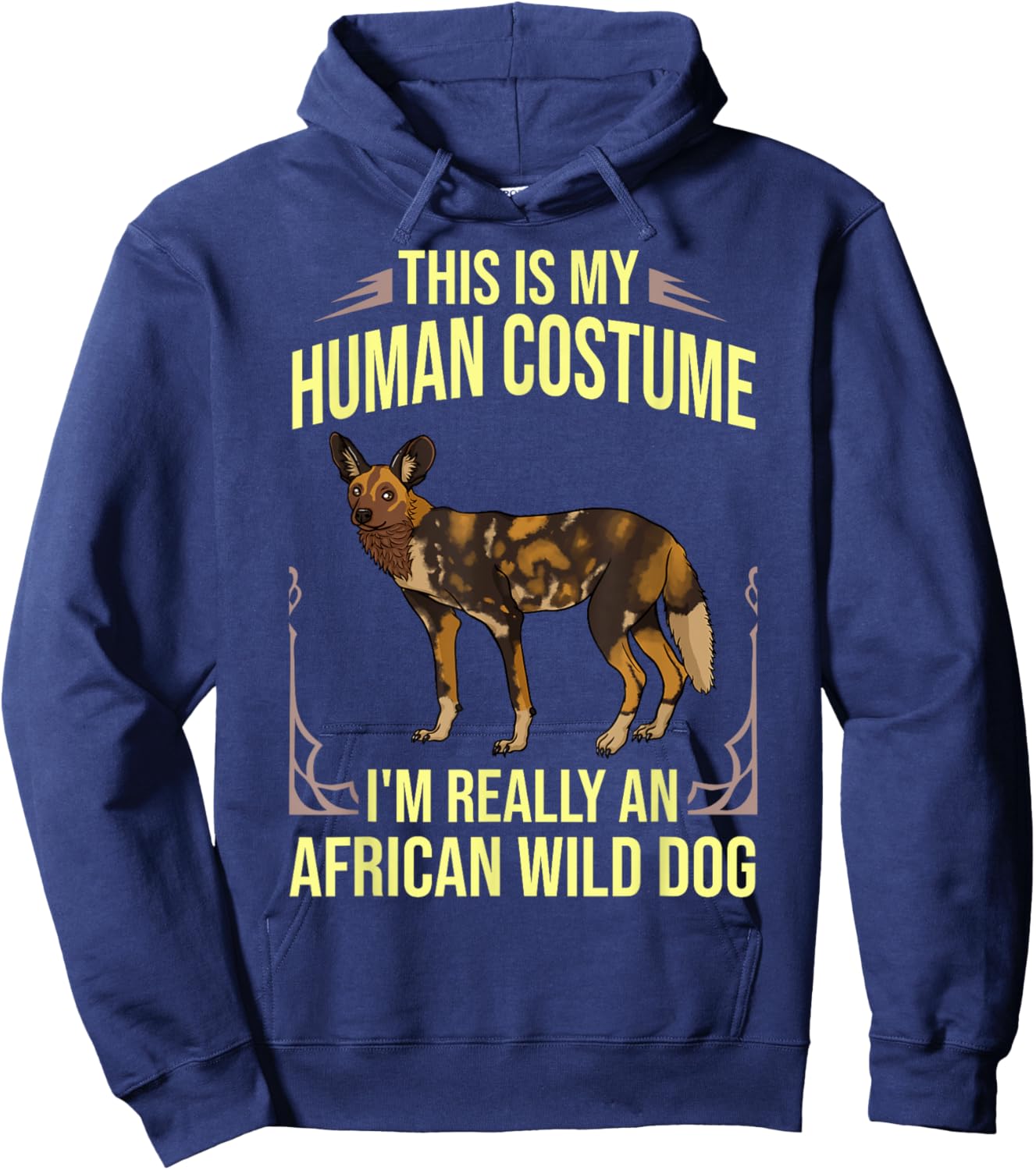 African Wild Dog Gift African Painted Dog Pup Hoodie - Hoodie | Navy