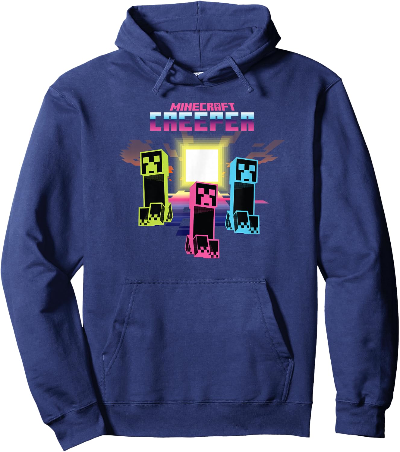 Minecraft Creeper Bright Neon Poster Hoodie - Hoodie | Navy