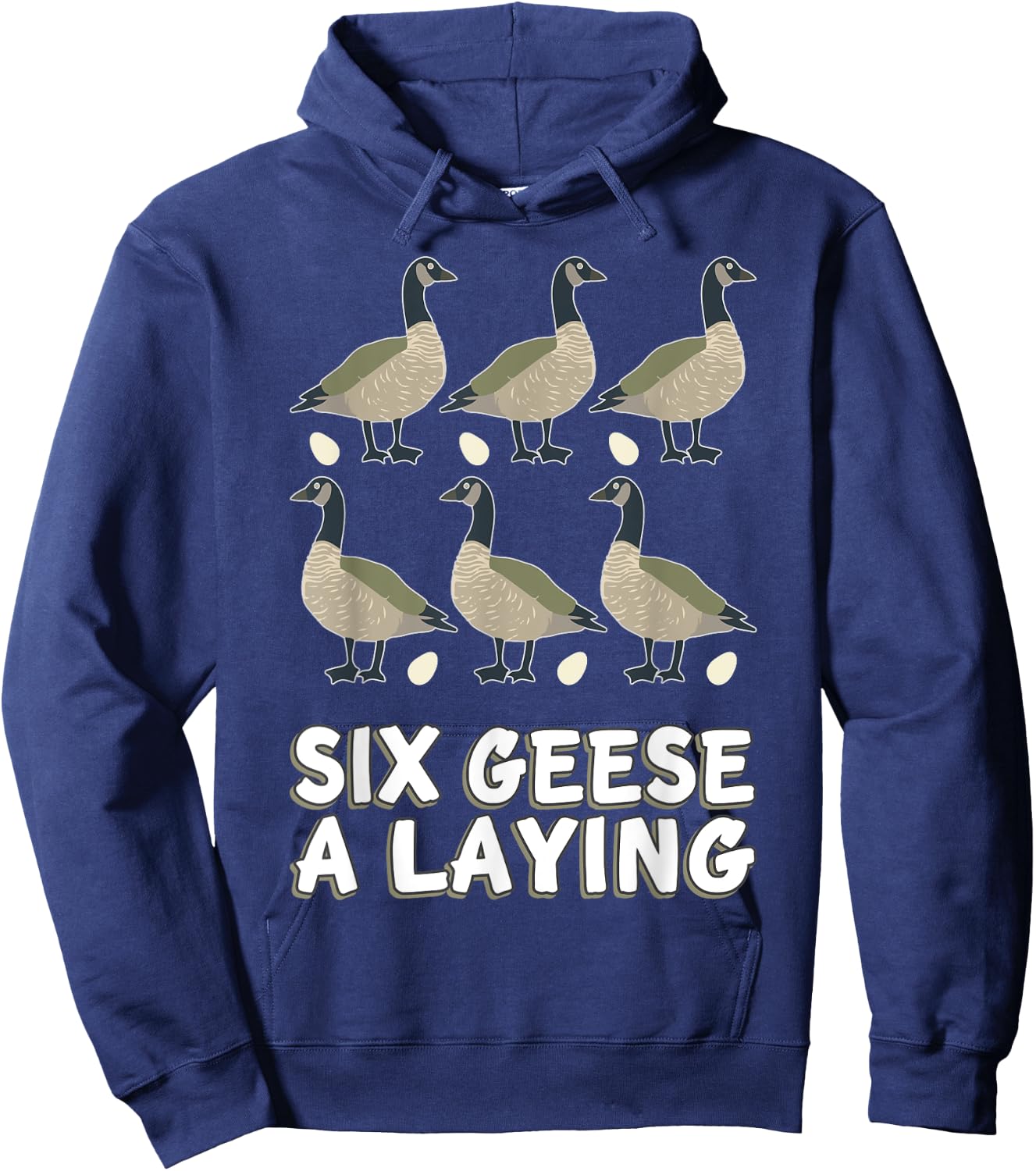 Six Geese A-Laying Song 12 Days Christmas Hoodie - Hoodie | Navy