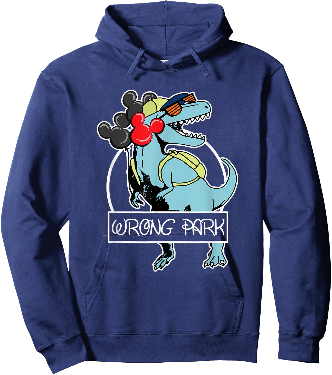 Wrong Park Dinosaur Funny Glasses Hoodie - Hoodie | Navy