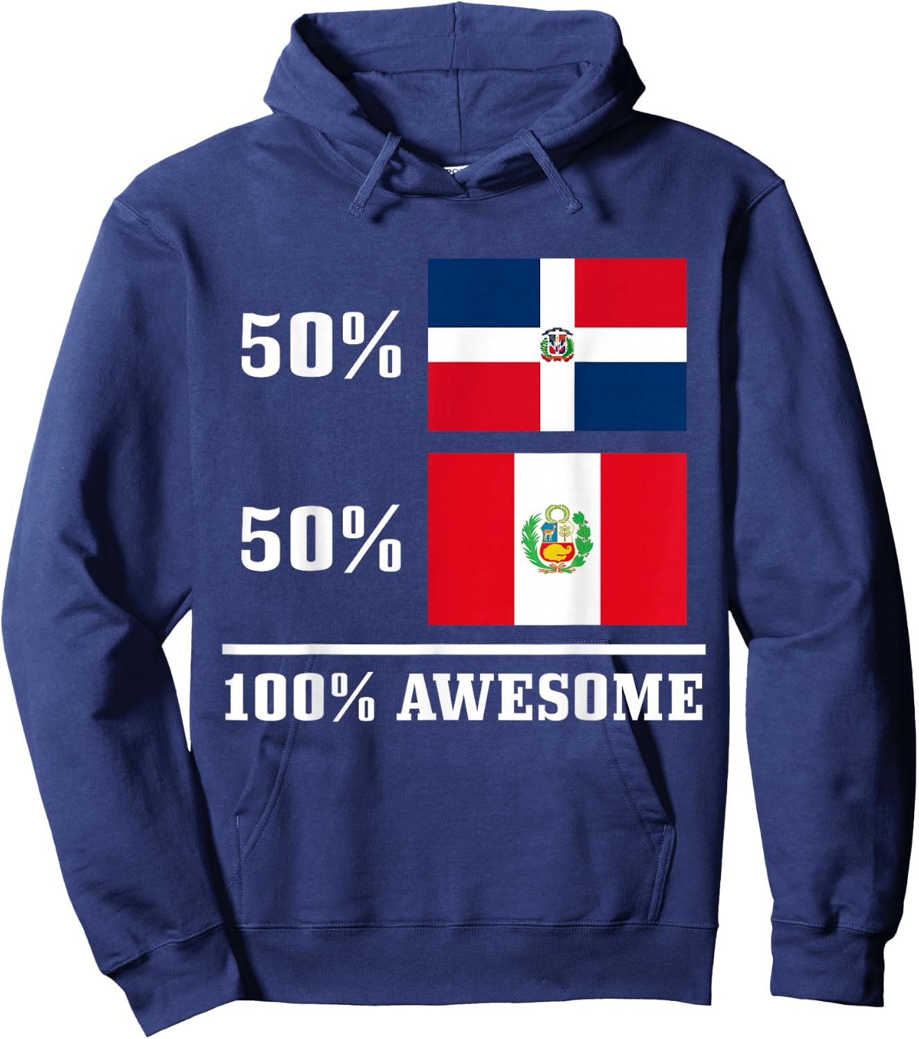 50% Dominican Republic 50% Peruvian Flag Hoodie - Hoodie | Navy
