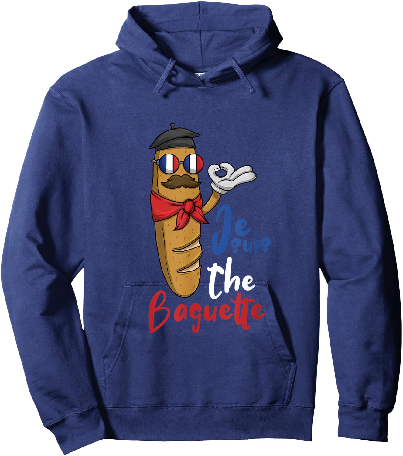 Breakfast French Baguette Flag Sunglasses Hoodie - Hoodie | Navy