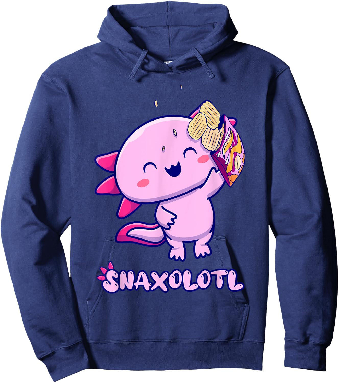 Snaxolotl Pink Axolotl with Snacks Hoodie - Hoodie | Navy