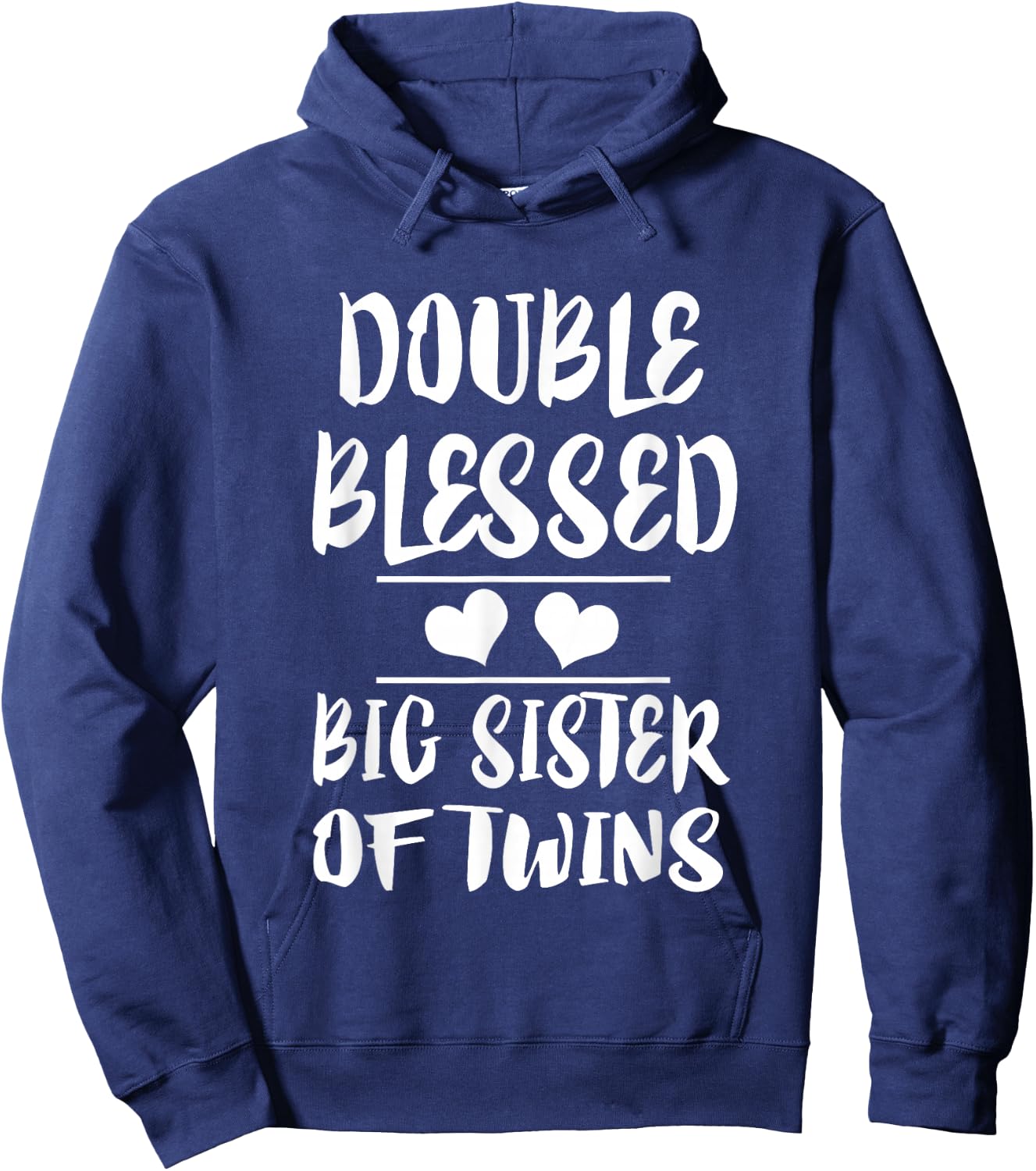 Double Blessed Big Sister Of Twins Gift Hoodie - Hoodie | Navy