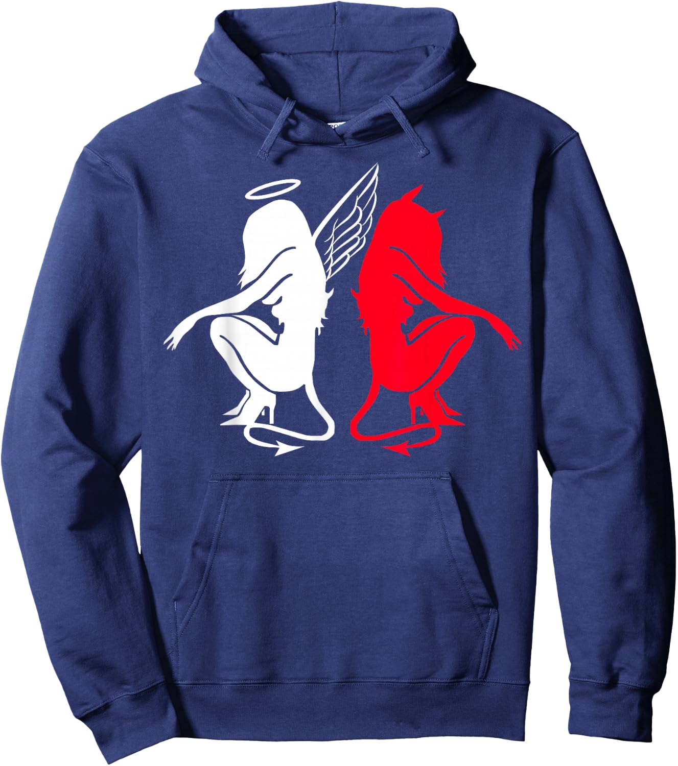 Devil and Angel Love Lovers Women. Hoodie - Hoodie | Navy
