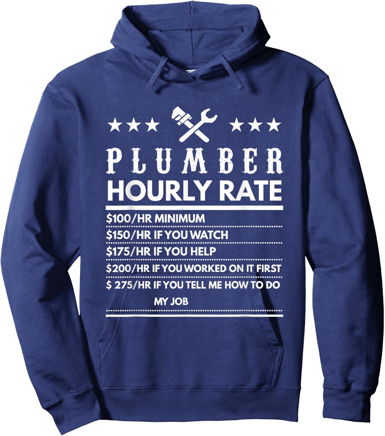 Plumber Funny Hourly Rate Hoodie - Hoodie | Navy