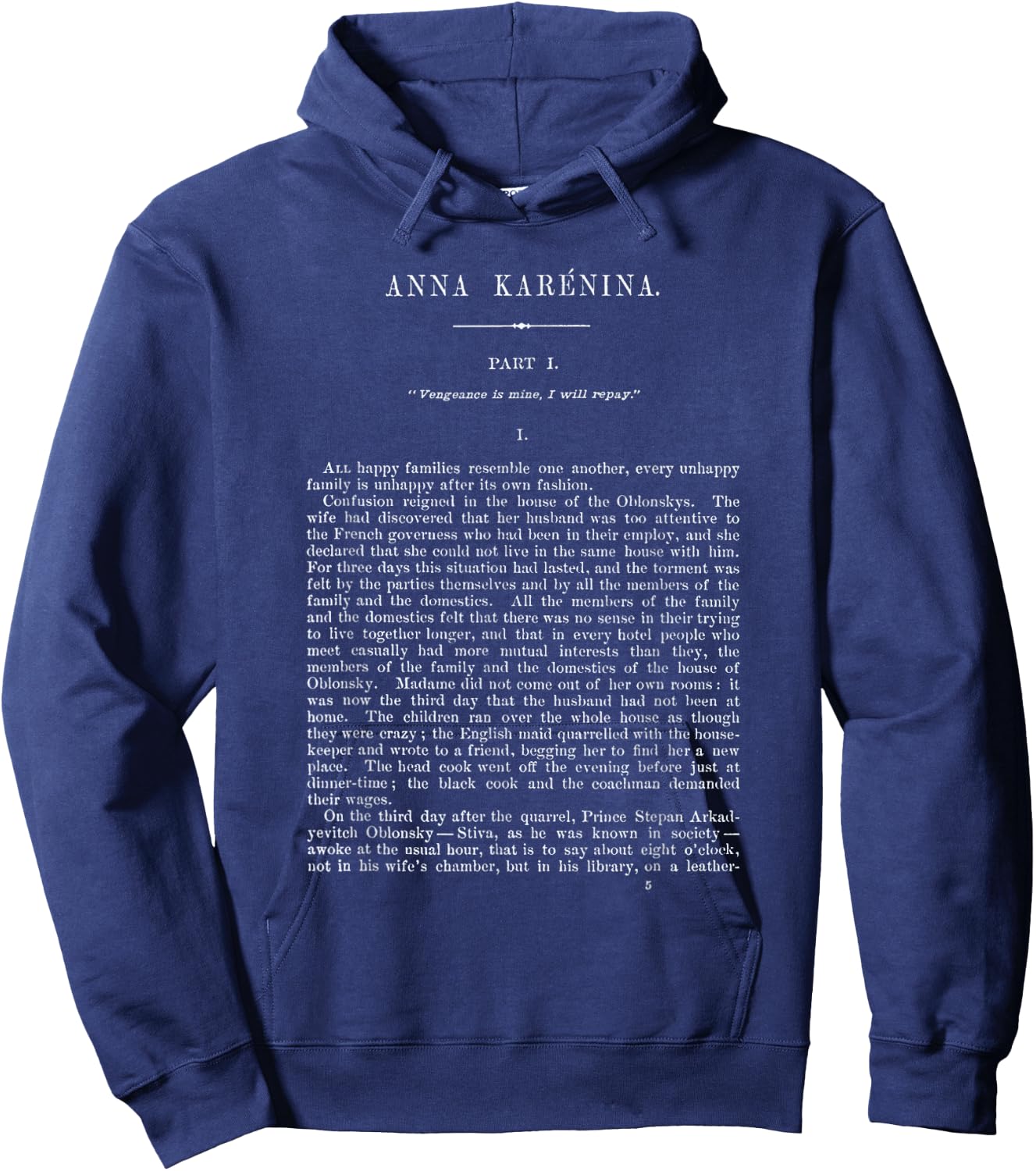 Anna Karenina Leo Tolstoy First Page Hoodie - Hoodie | Navy