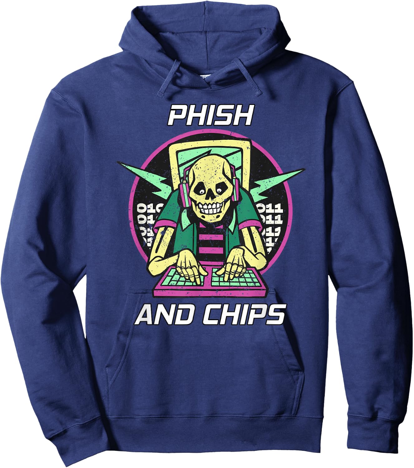 Phish and Chips Funny Hacker Hoodie - Hoodie | Navy