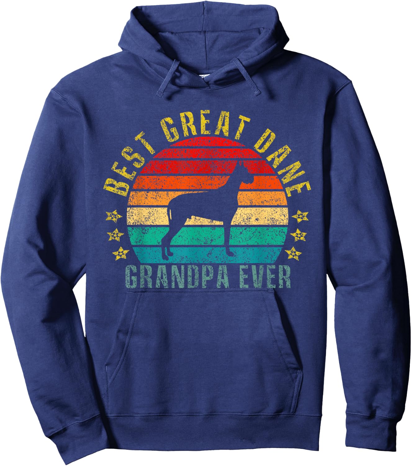 Best Great Dane Grandpa Ever Funny Retro Hoodie - Hoodie | Navy