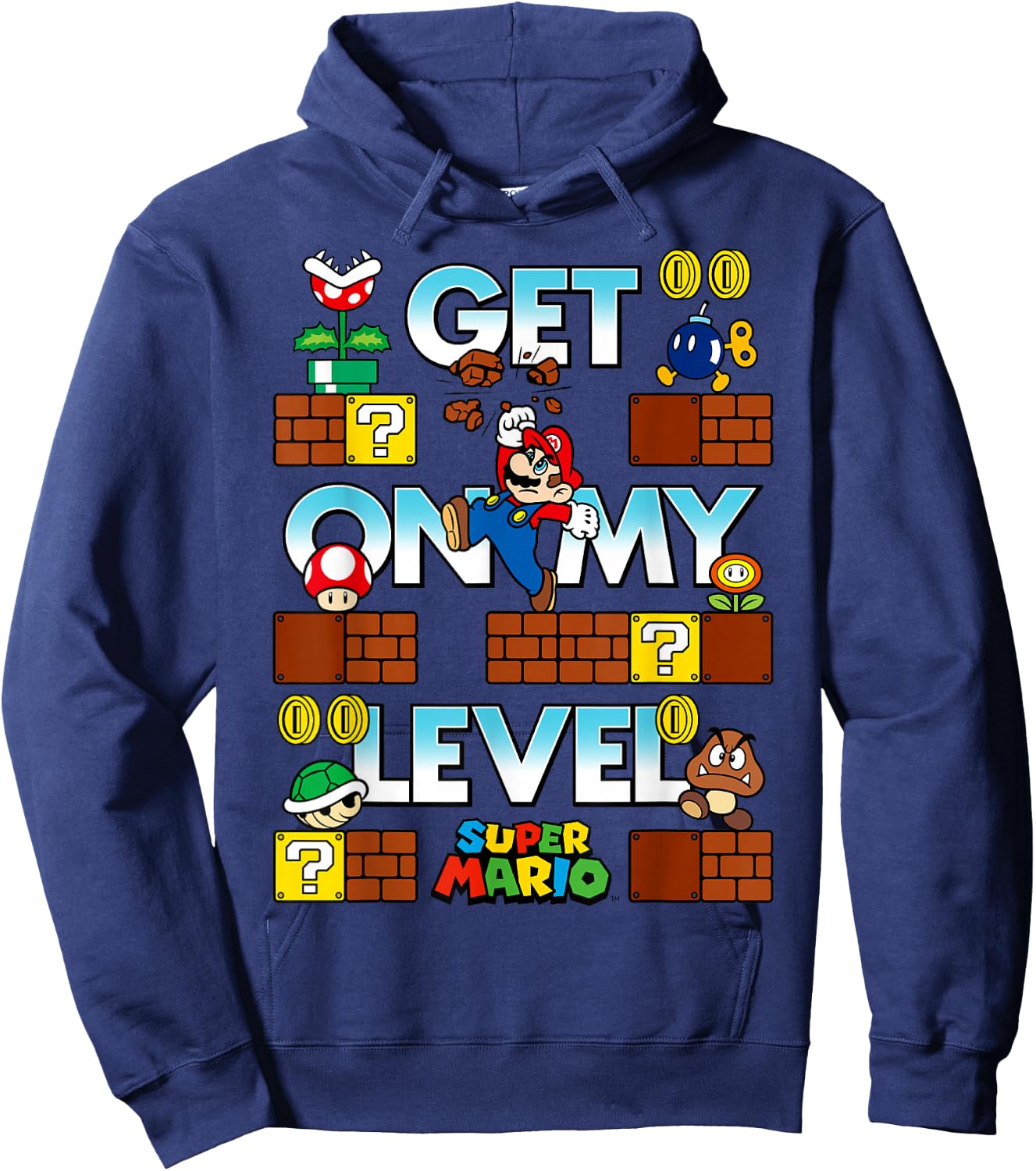Super Mario Get On My Level Game Play Poster Hoodie - Hoodie | Navy