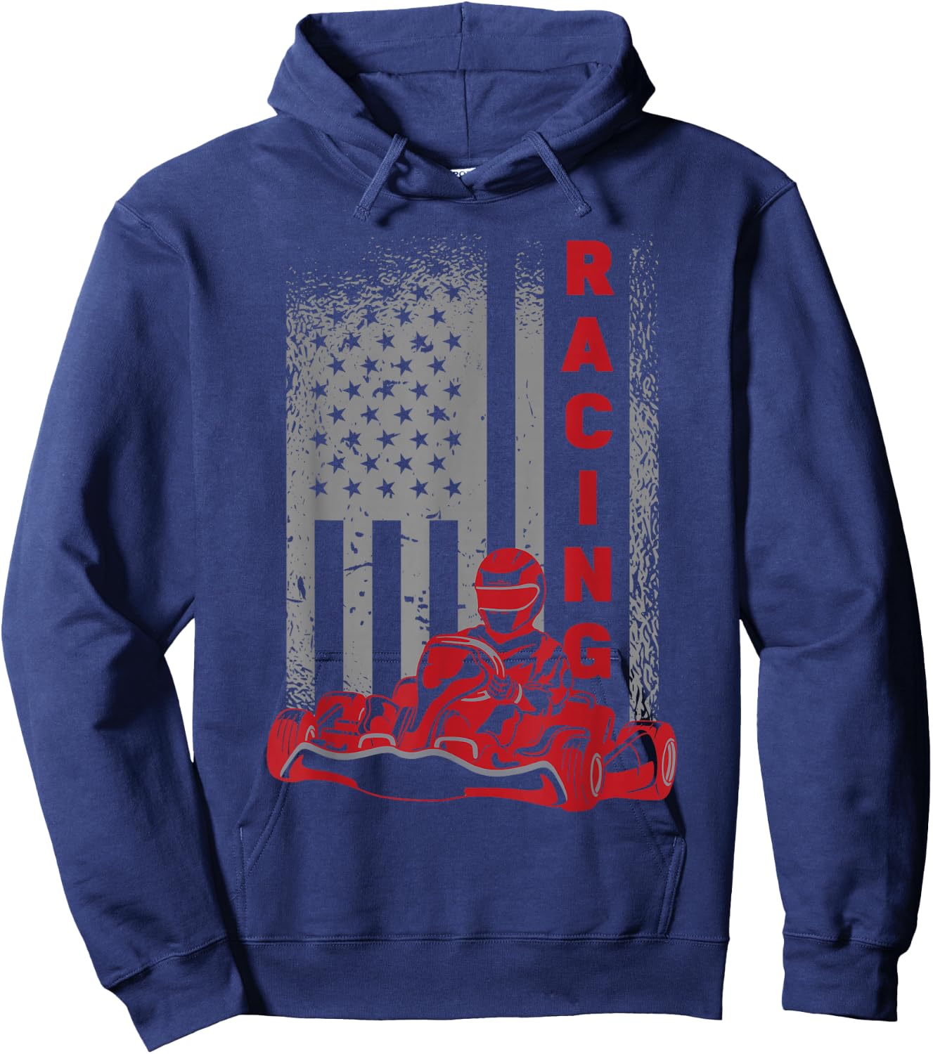 Vintage American Go Kart Racing with USA Flag Hoodie - Hoodie | Navy