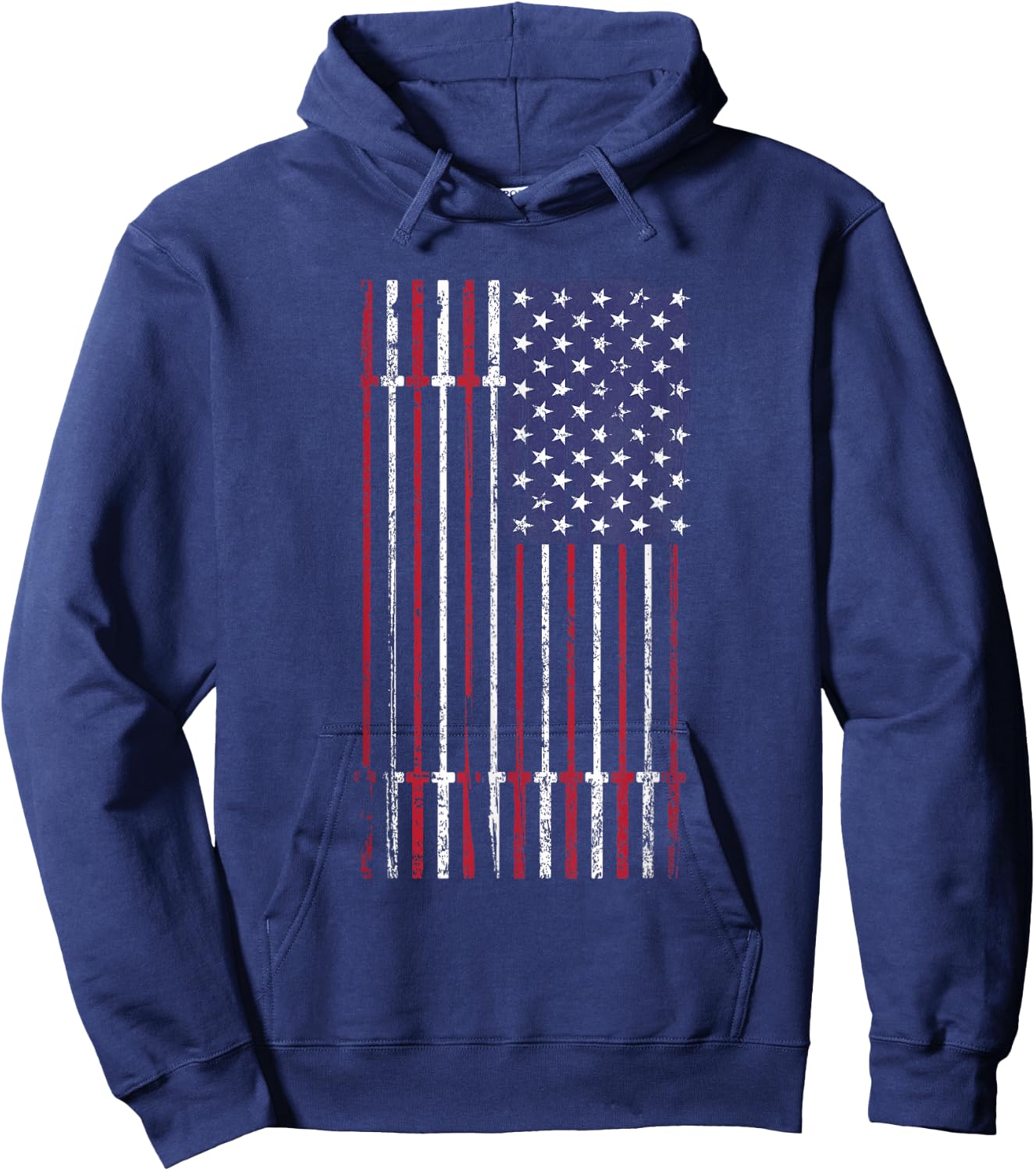 USA Flag Barbell Men Hoodie - Hoodie | Navy