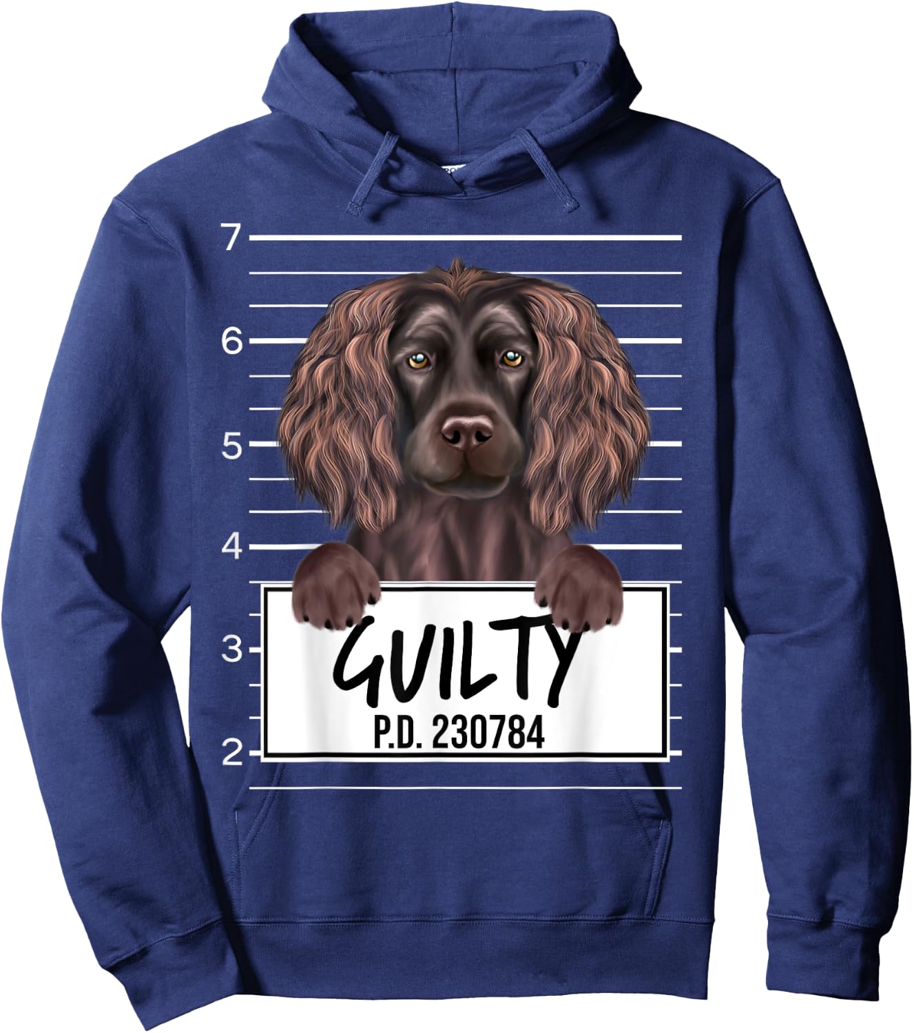 Funny Boykin Spaniel Mugshot Guilty Dog Hoodie - Hoodie | Navy