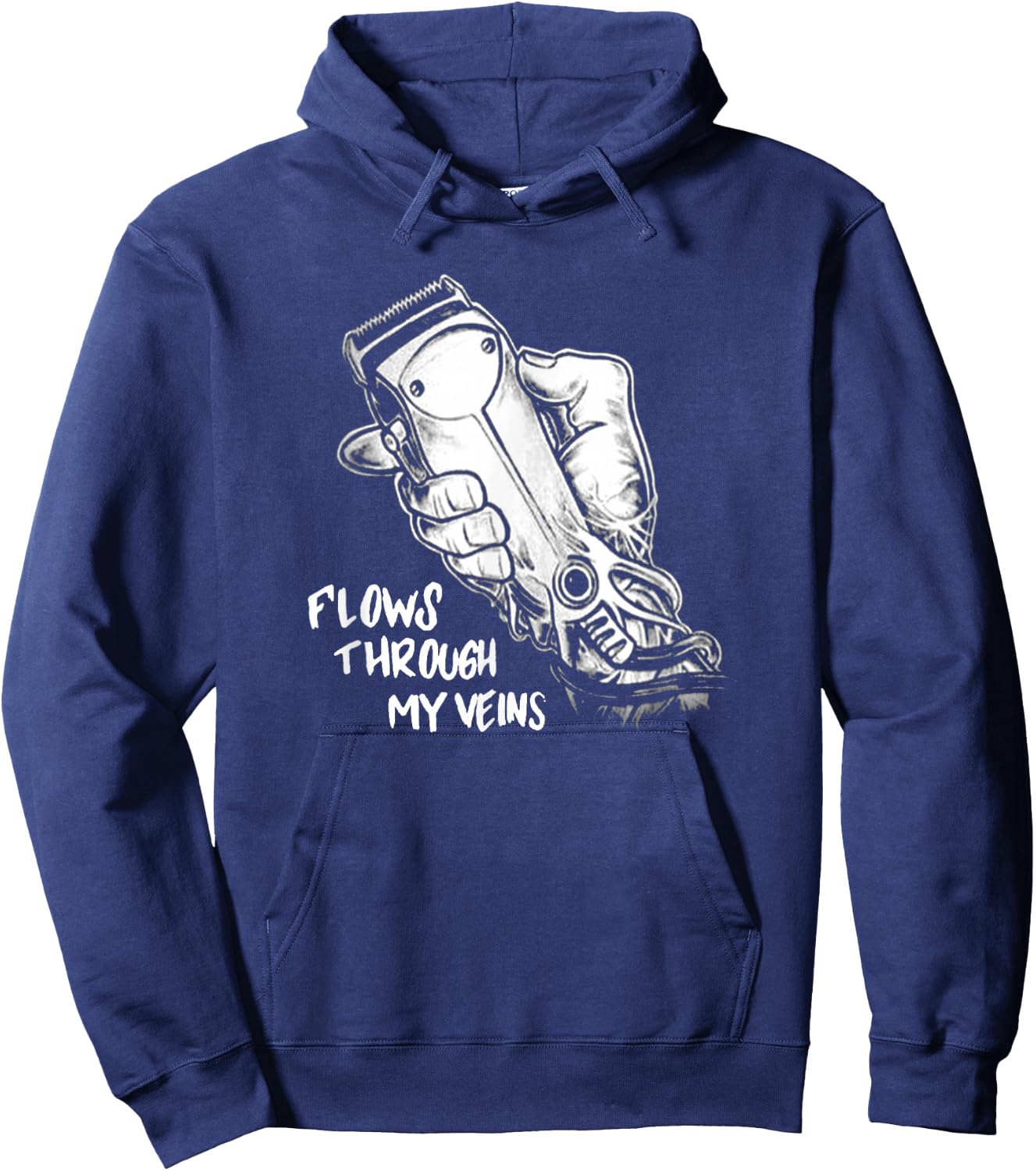 Flows Through My Veins Hair Cutting Barber W Hoodie - Hoodie | Navy