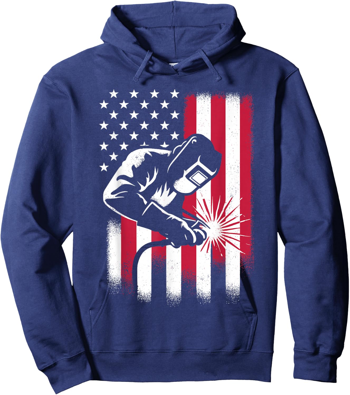 Welder USA American Flag Patriotic Welding Hoodie - Hoodie | Navy