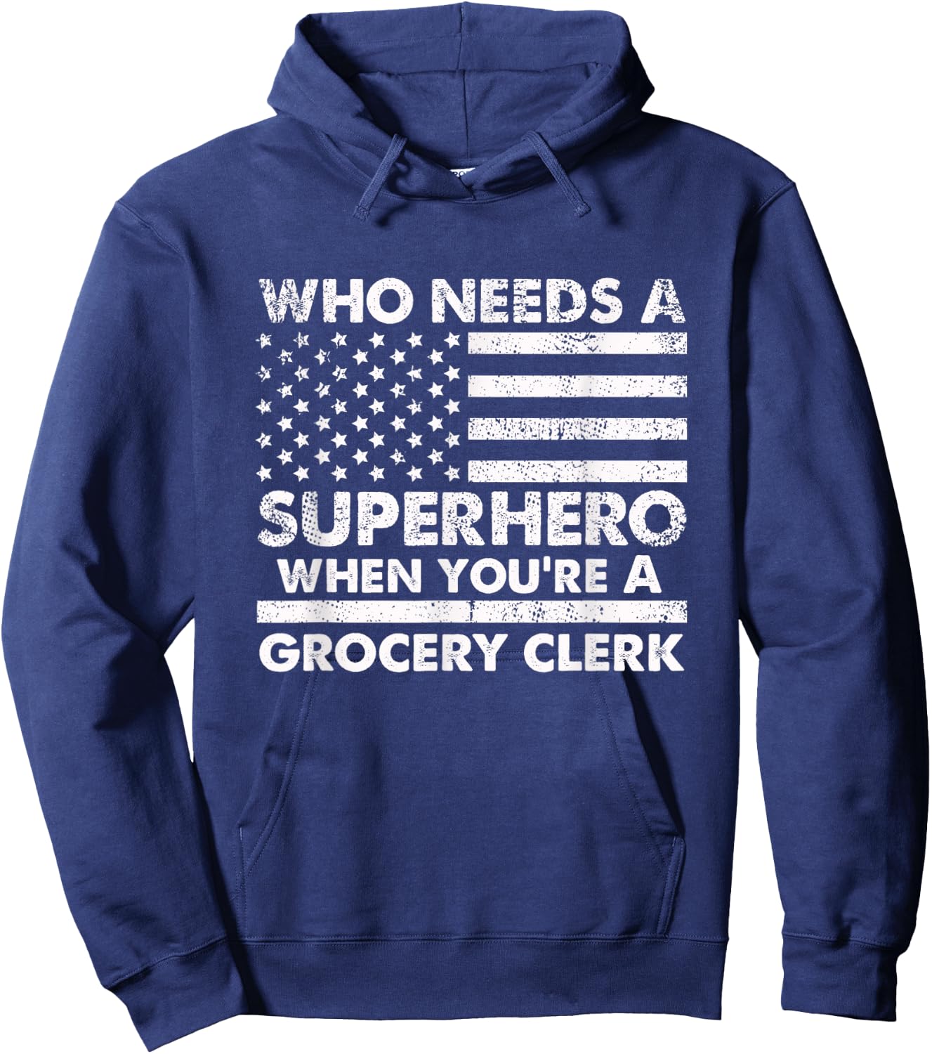 Funny Grocery Clerk Superhero Vintage Dad Hoodie - Hoodie | Navy
