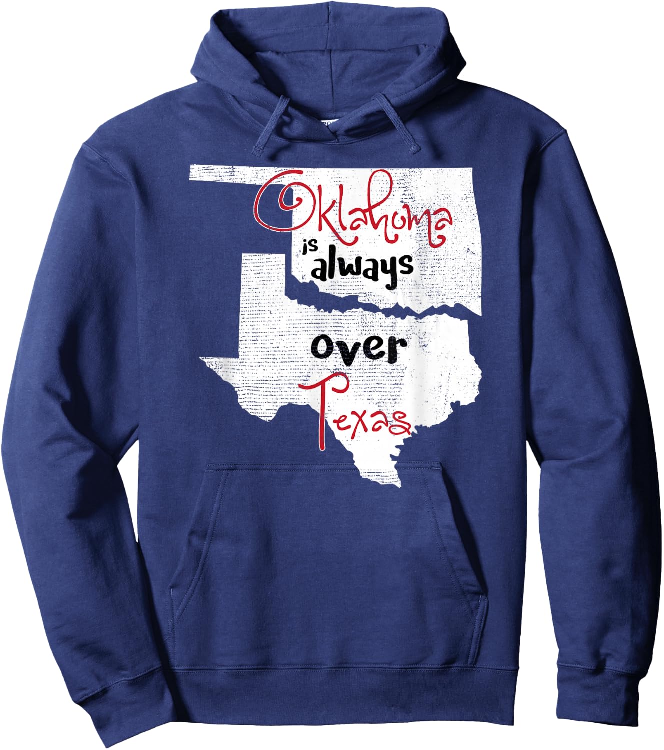 Oklahoma Texas Rivals Okie Distressed Hoodie - Hoodie | Navy