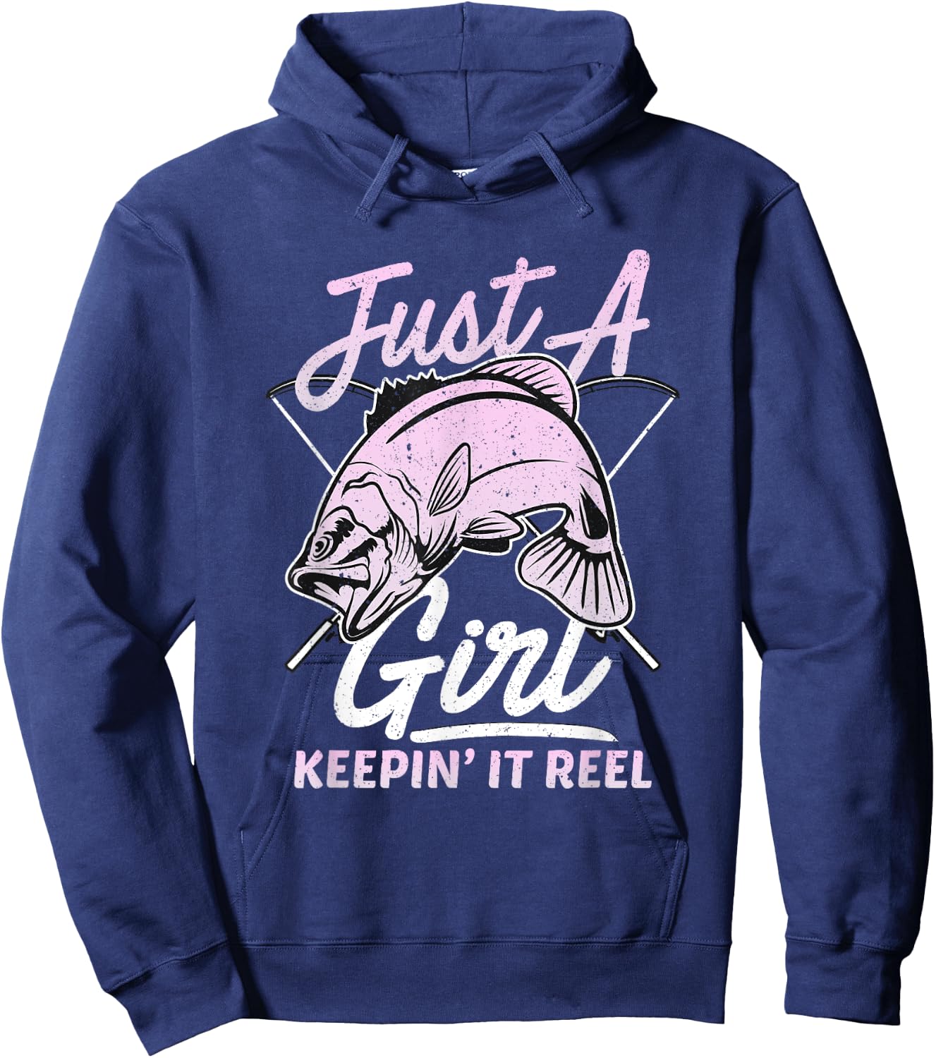 Cute Fishing Funny Keeping it Reel Purple Pink Hoodie - Hoodie | Navy