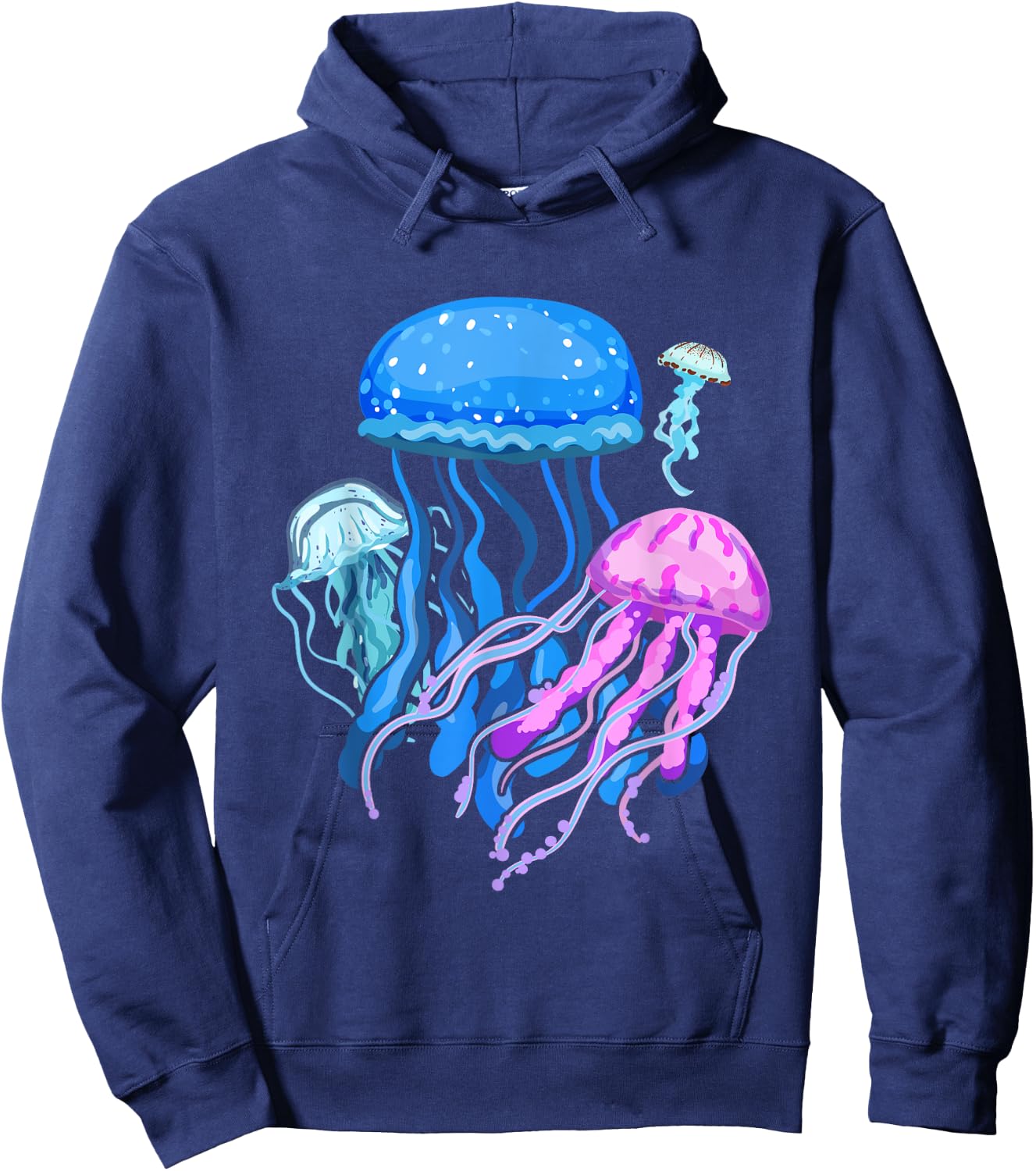 Retro Jellyfish Design Hoodie - Hoodie | Navy