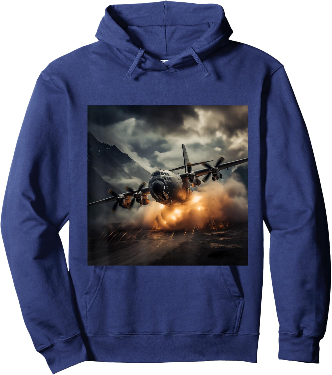 C130 Gunship Military Plane in Flight Hoodie - Hoodie | Navy