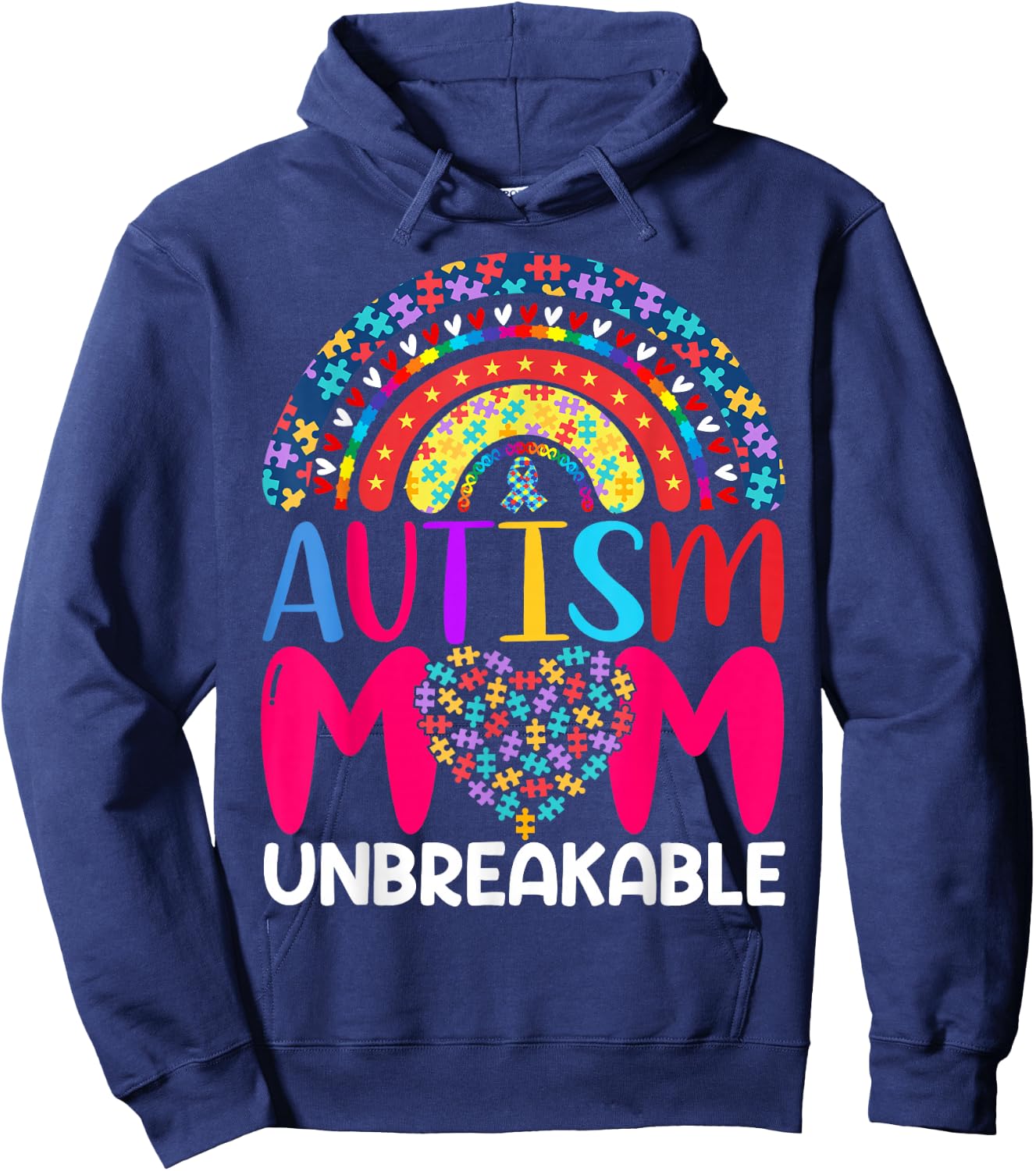 Autism Mom Unbreakable , Black Hoodie - Hoodie | Navy