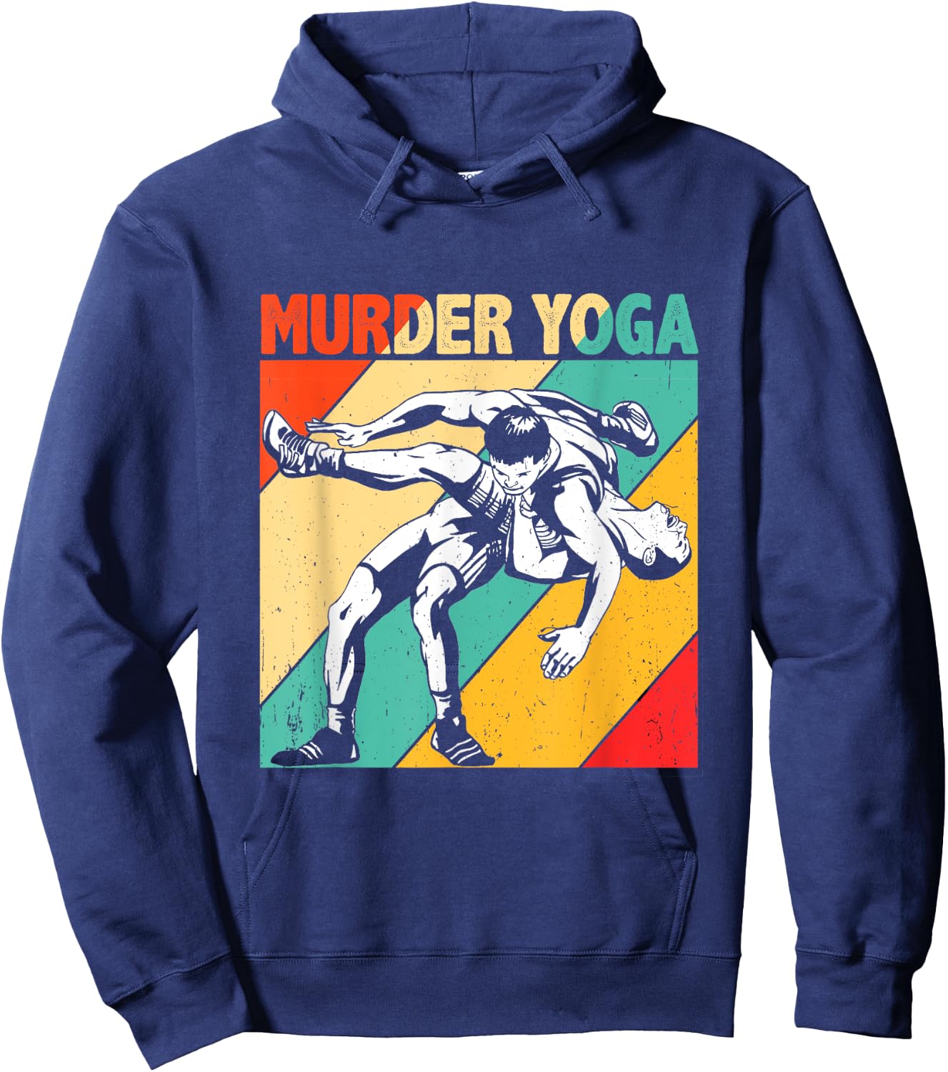 Murder Yoga Retro Vintage Wrestler Wrestling Hoodie - Hoodie | Navy