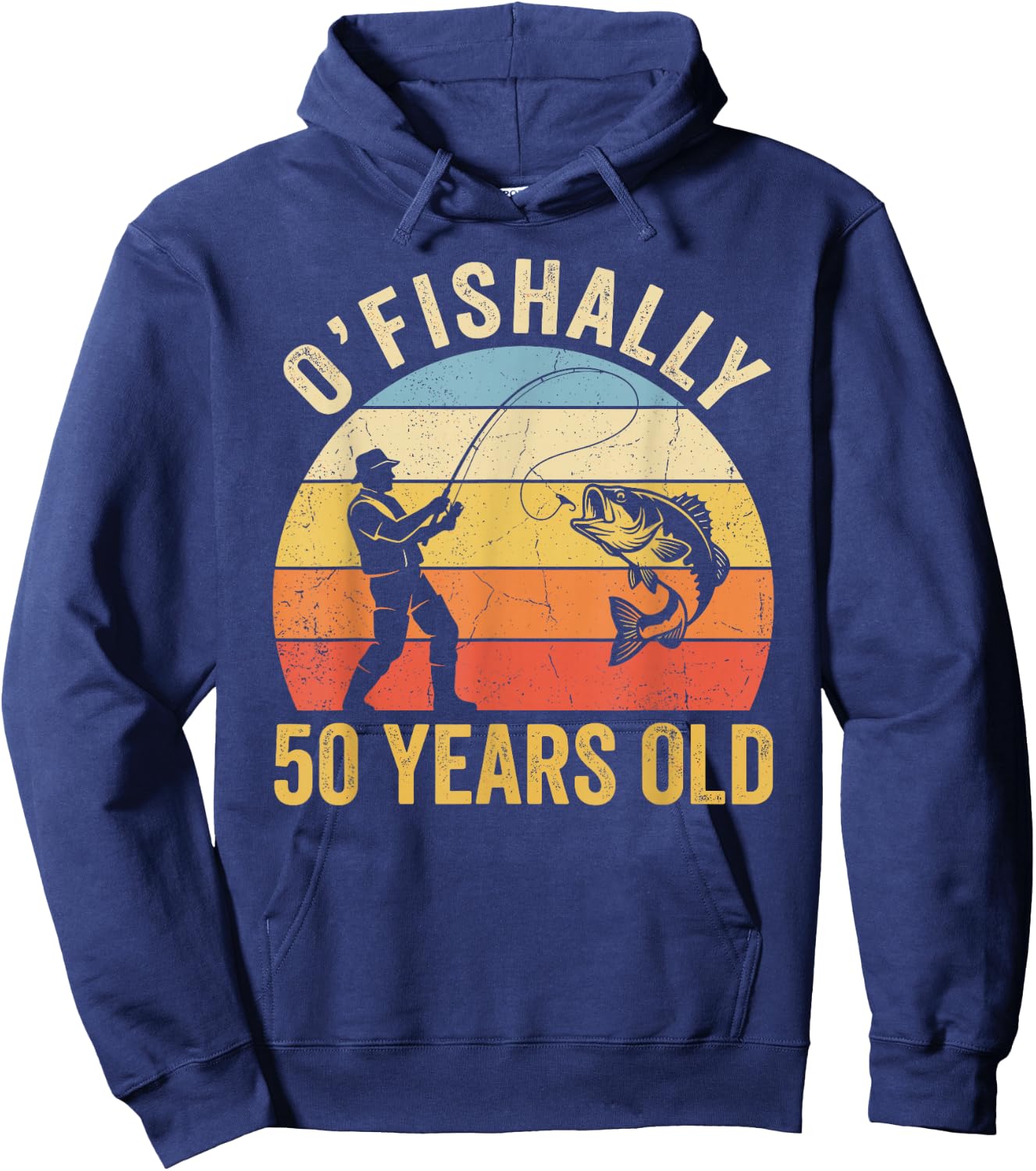 Ofishally 50 Years Old 50th Birthday Fishing Hoodie - Hoodie | Navy