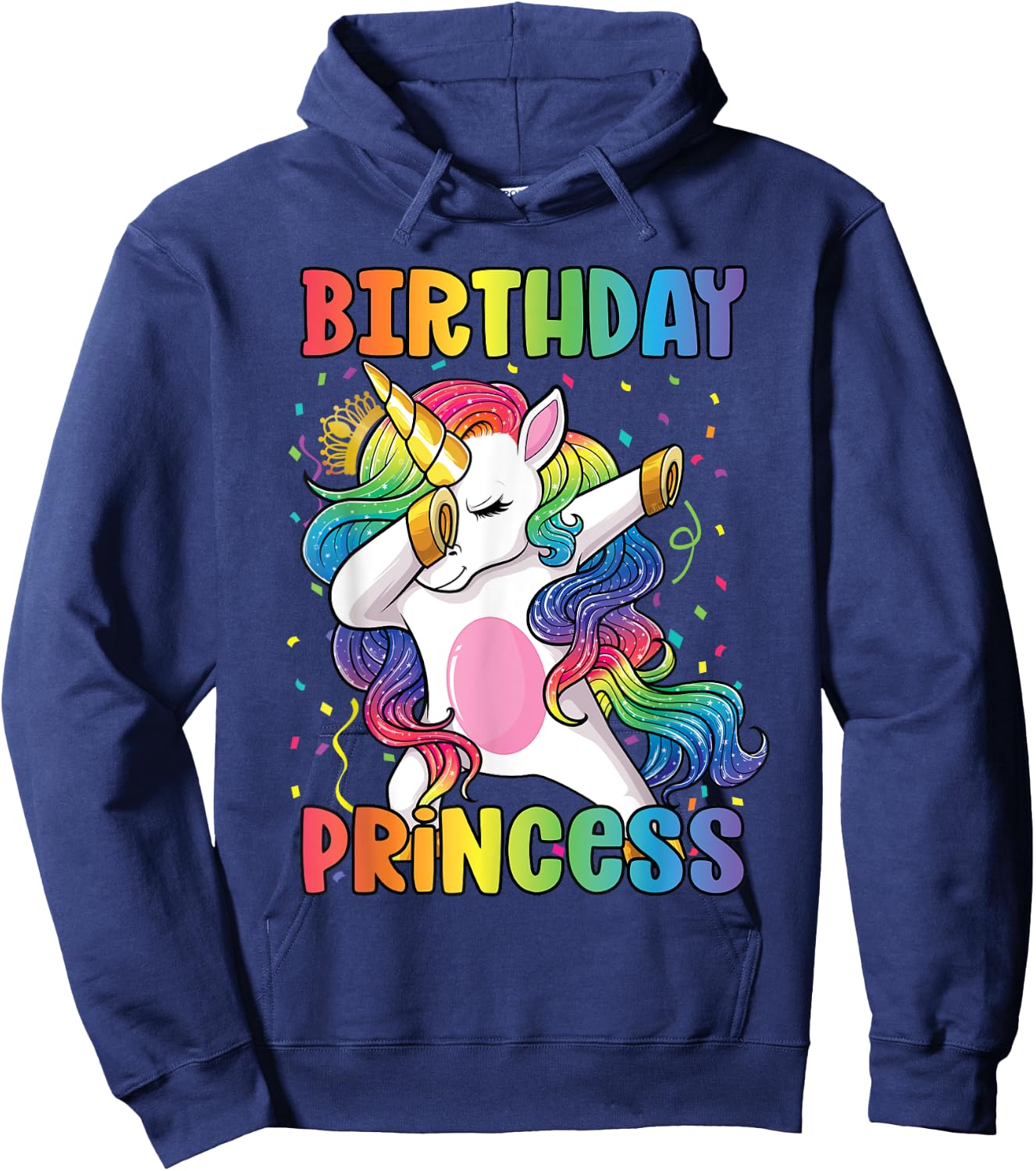 Birthday Princess Shirt Dabbing Unicorn Girl Hoodie - Hoodie | Navy