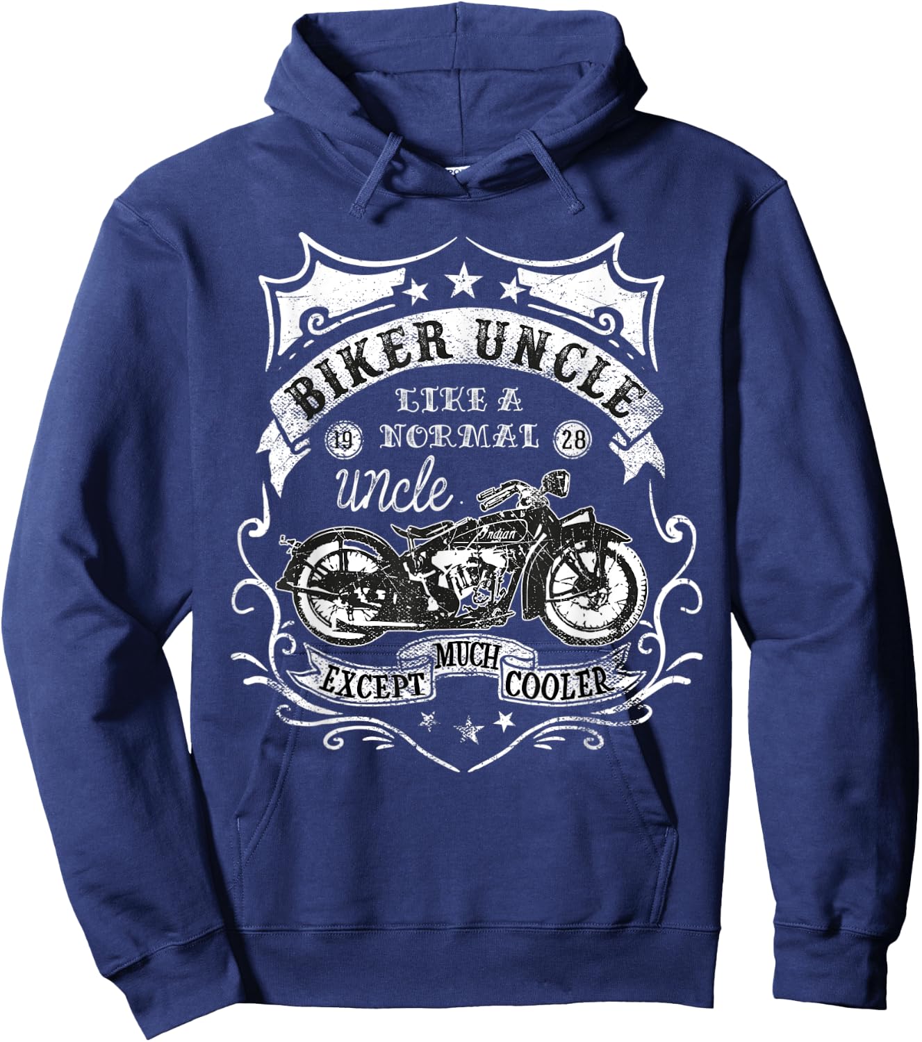 Biker Uncle Rides Motorcycles Rider Gift Hoodie - Hoodie | Navy