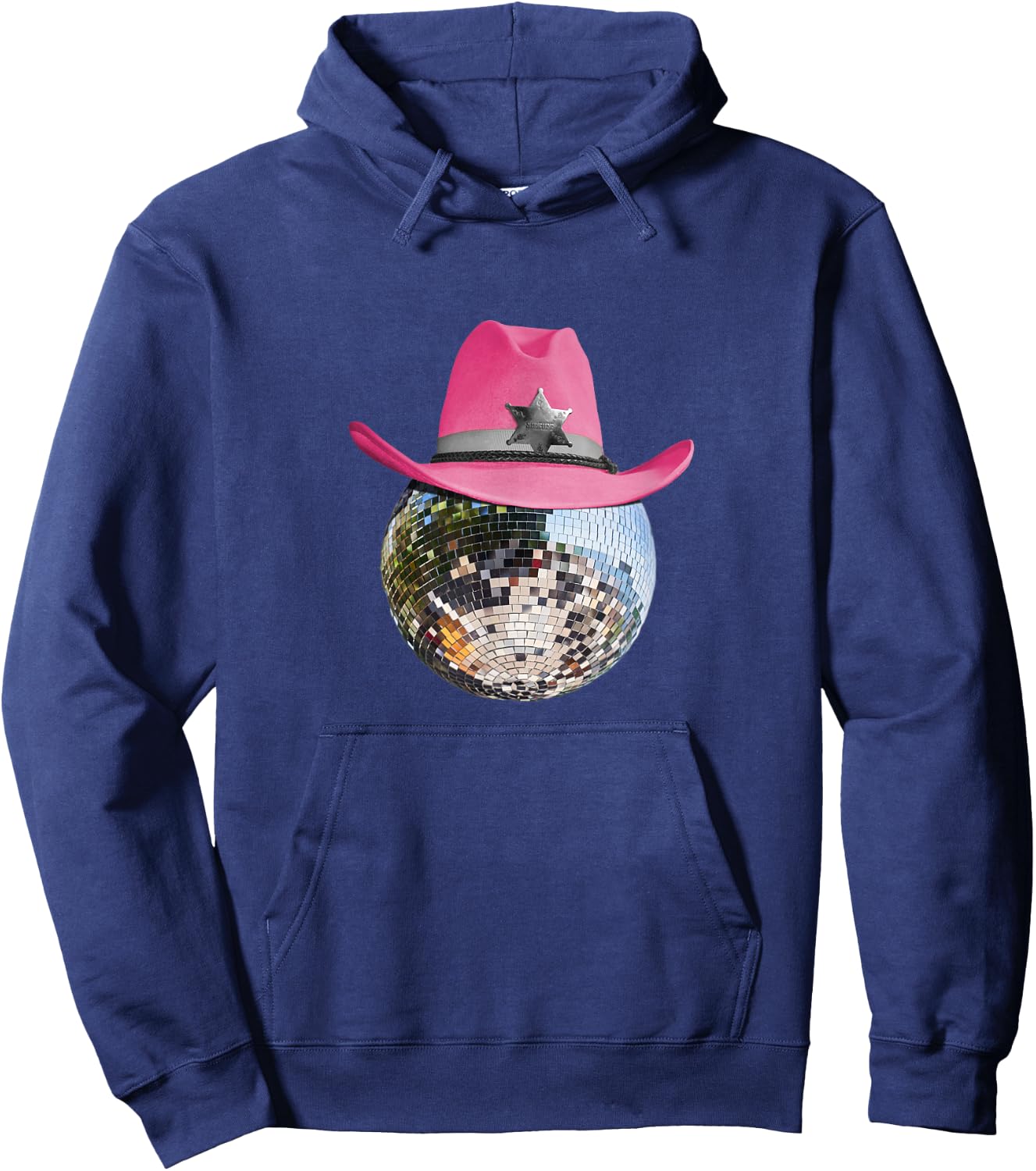 Retro Style Pink Cowboy Hat Club Disco Ball Hoodie - Hoodie | Navy