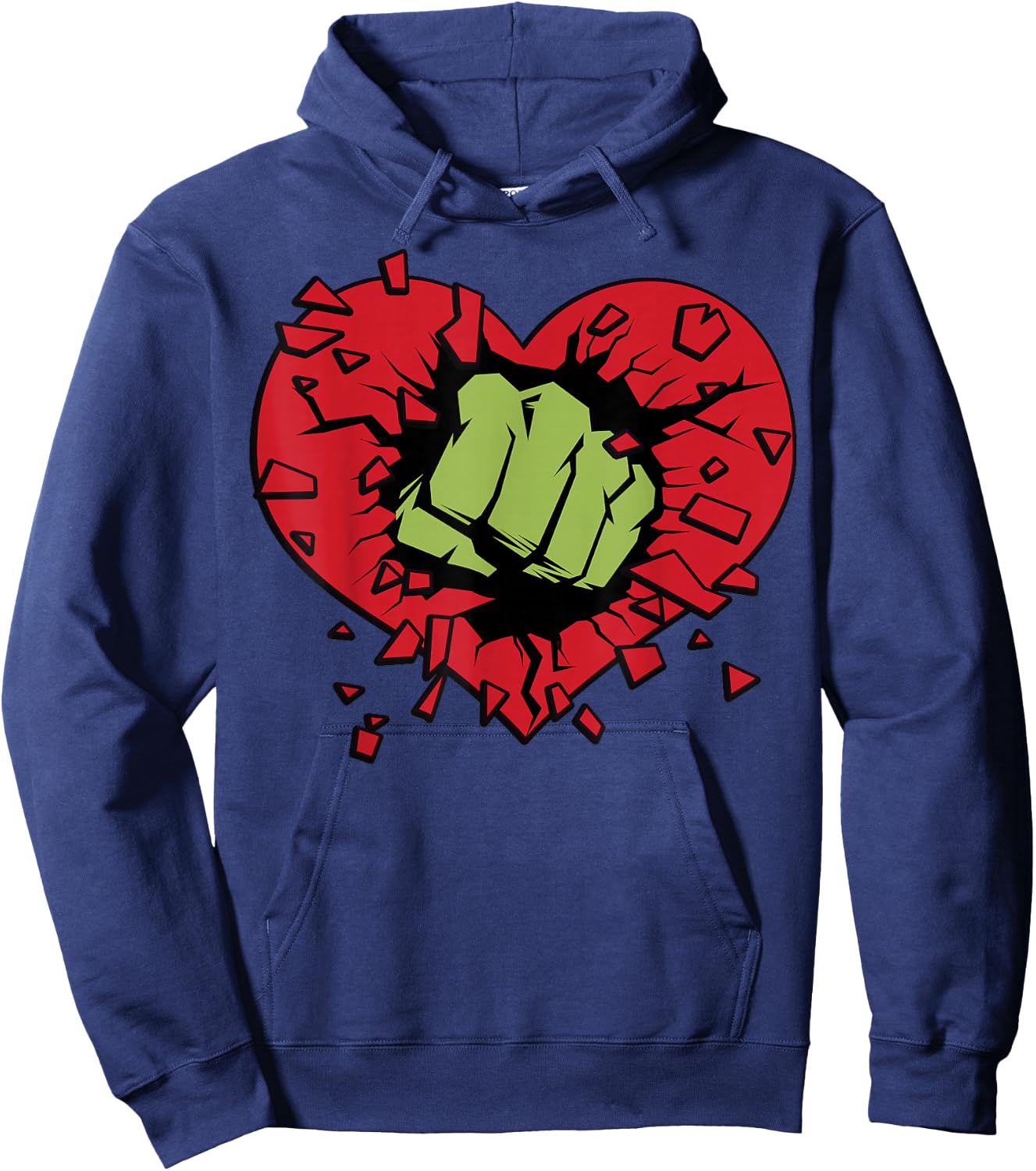 Marvel Hulk Smash Heart Valentine's Day Hoodie - Hoodie | Navy