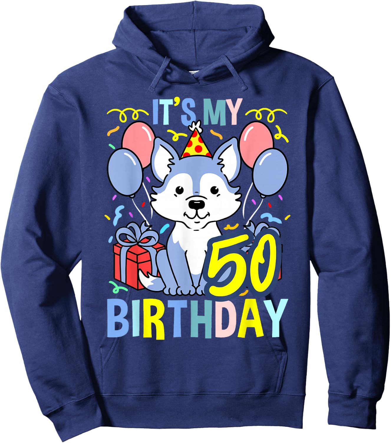 Its My 50th Birthday Wolf Hoodie - Hoodie | Navy