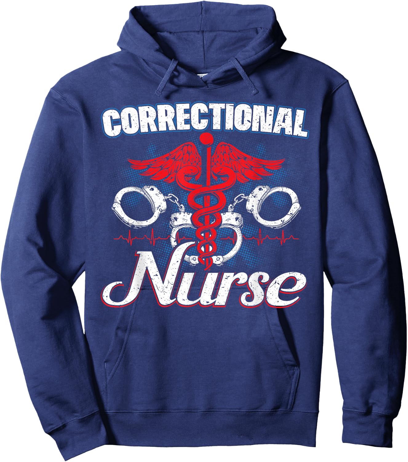 Custom Chimp Correction Officer Nursing Thin Silver Line - Adults in Law Enforcement or Medical Roles - Black, Short Sleeve, , Classic Fit, Small Hoodie - Hoodie | Navy