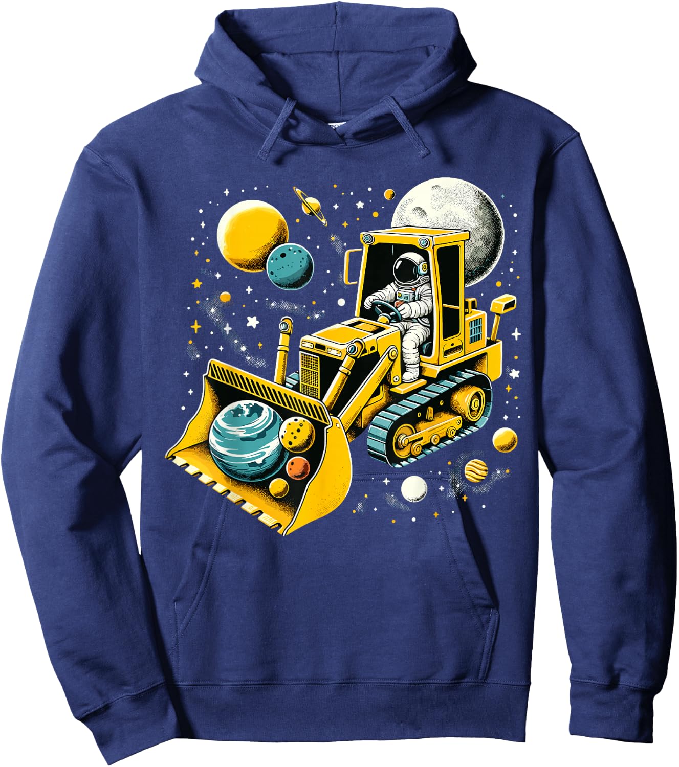Astronaut Excavator in Space Planet Hoodie - Hoodie | Navy
