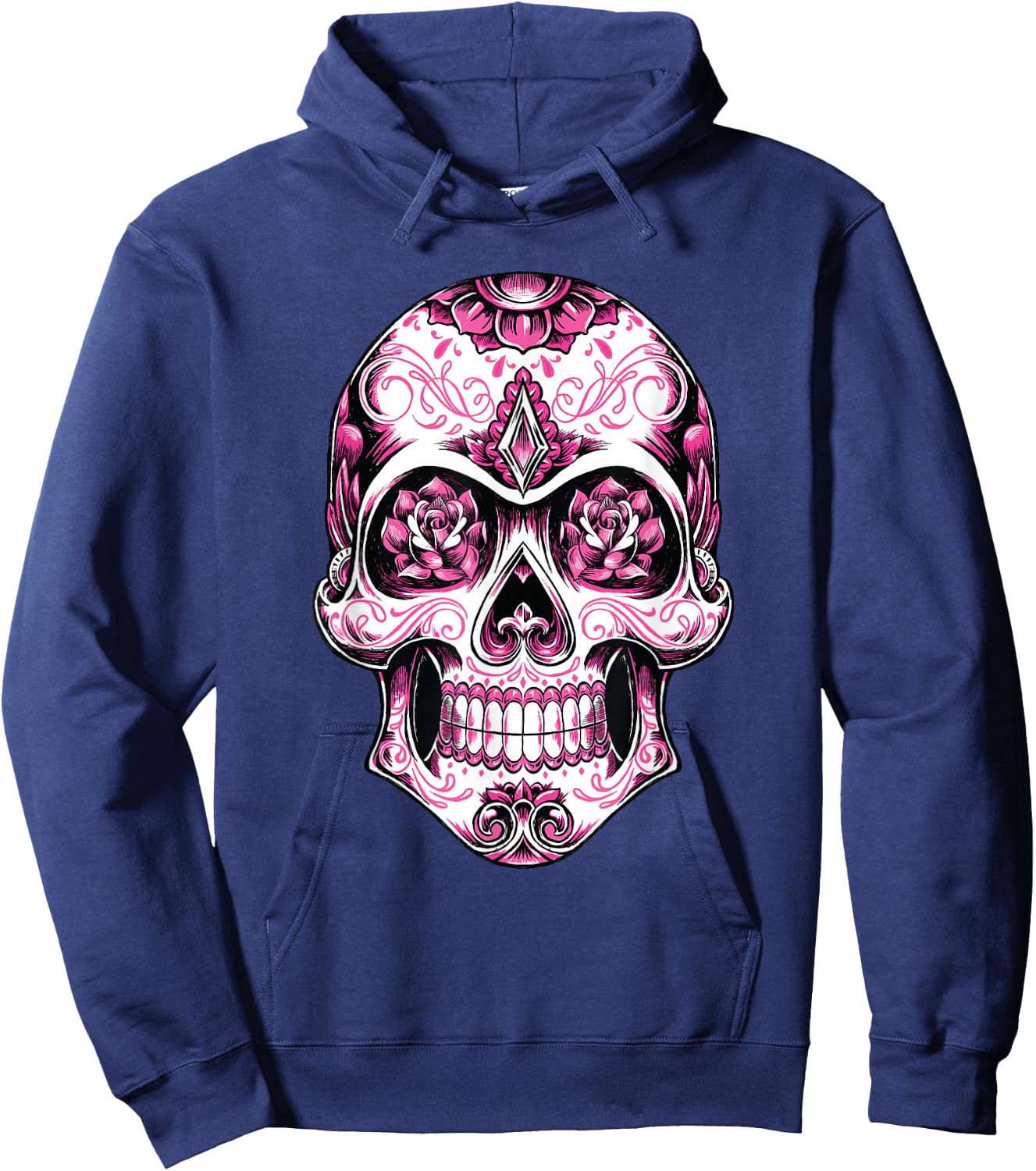 Breast Cancer Shirt Women Pink Sugar Skull Hoodie - Hoodie | Navy