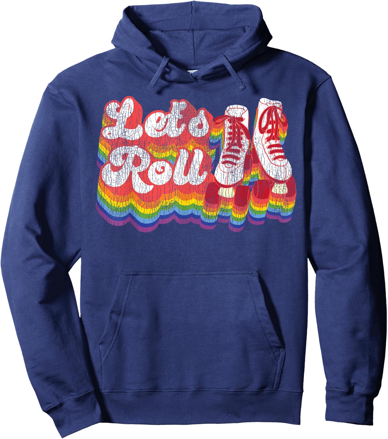 Cool Roller Skating Skate Girl 1970S Retro Hoodie - Hoodie | Navy