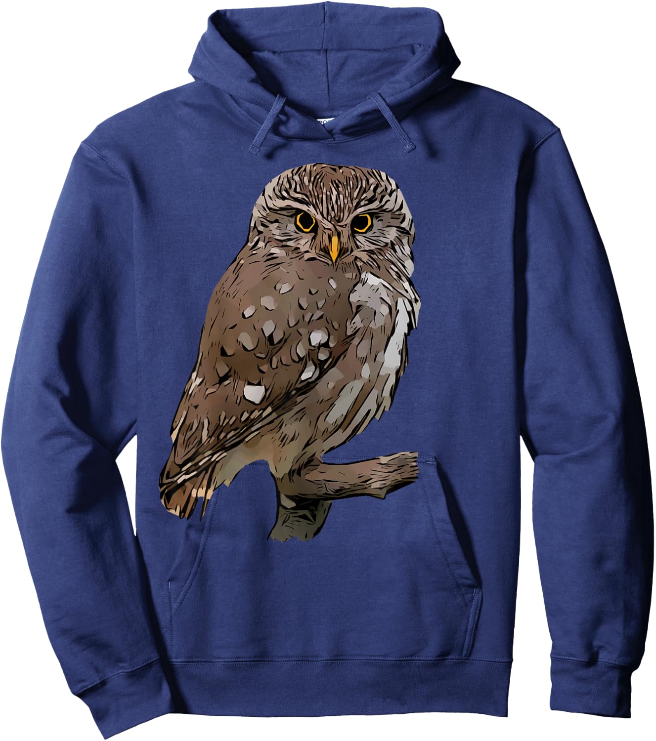 Realistic Owl Illustration on Tree Branch Hoodie - Hoodie | Navy