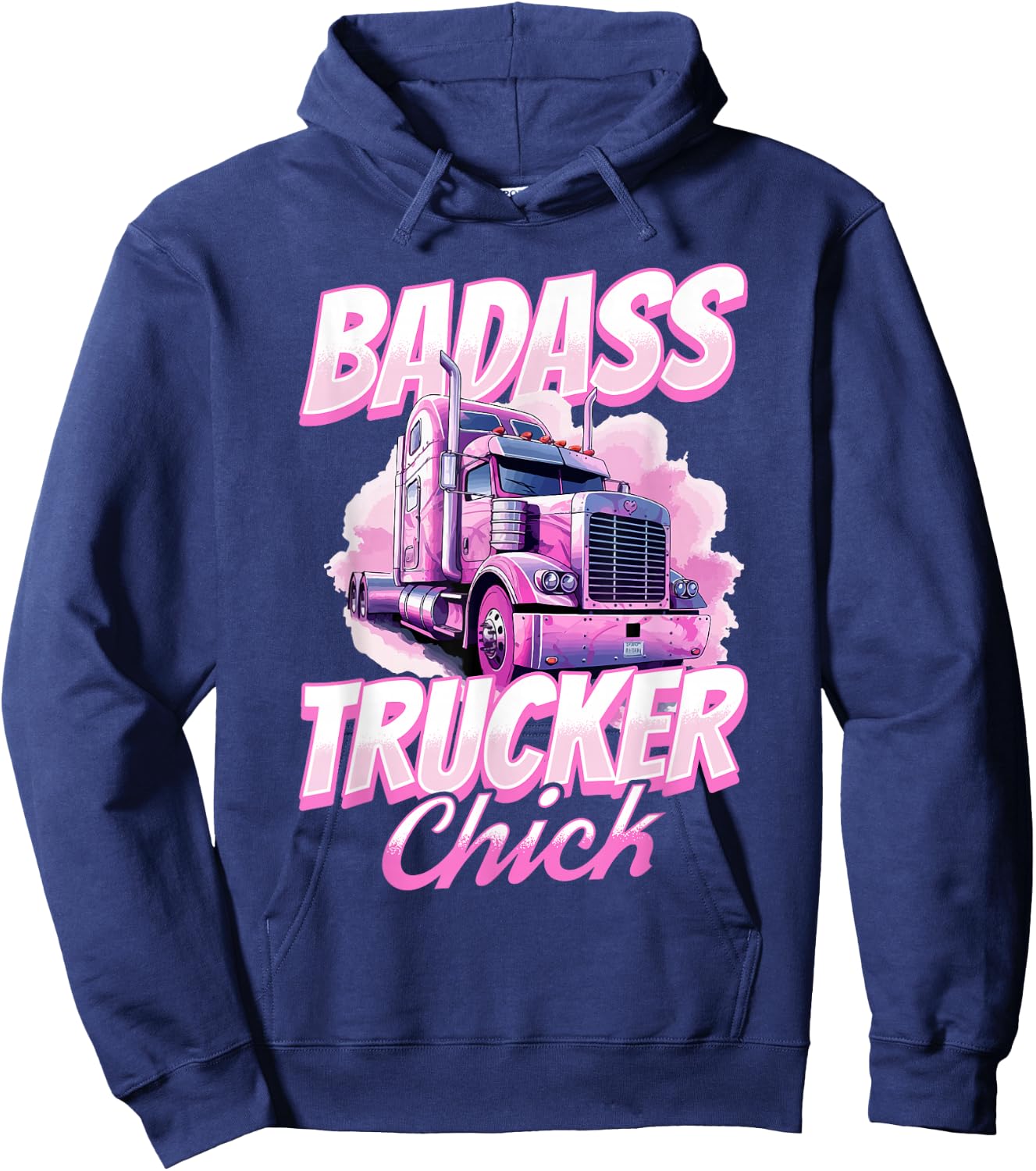 Trucker Truck Woman - Badass trucker chick Hoodie - Hoodie | Navy