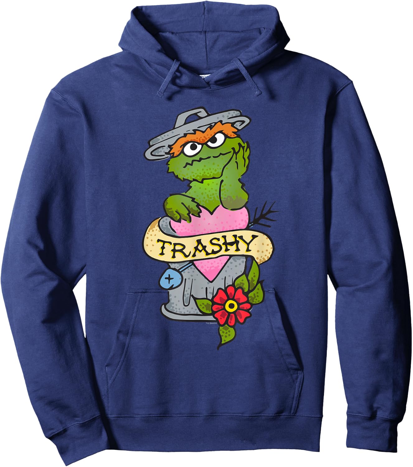 Sesame Street Oscar The Grouch Trashy Tattoo Hoodie - Hoodie | Navy