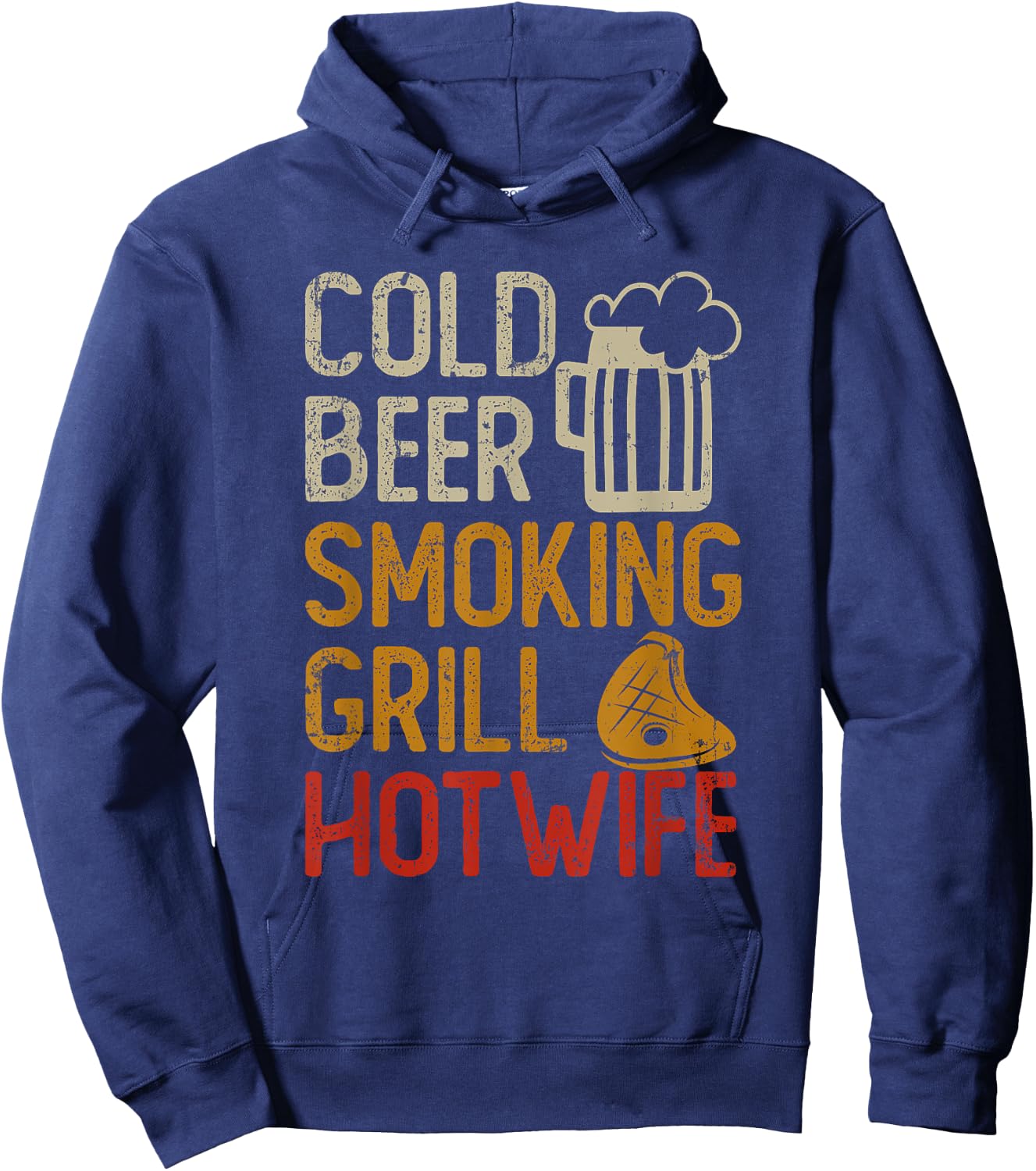 Cold Beer Smoking Grill Hotwife Hoodie - Hoodie | Navy