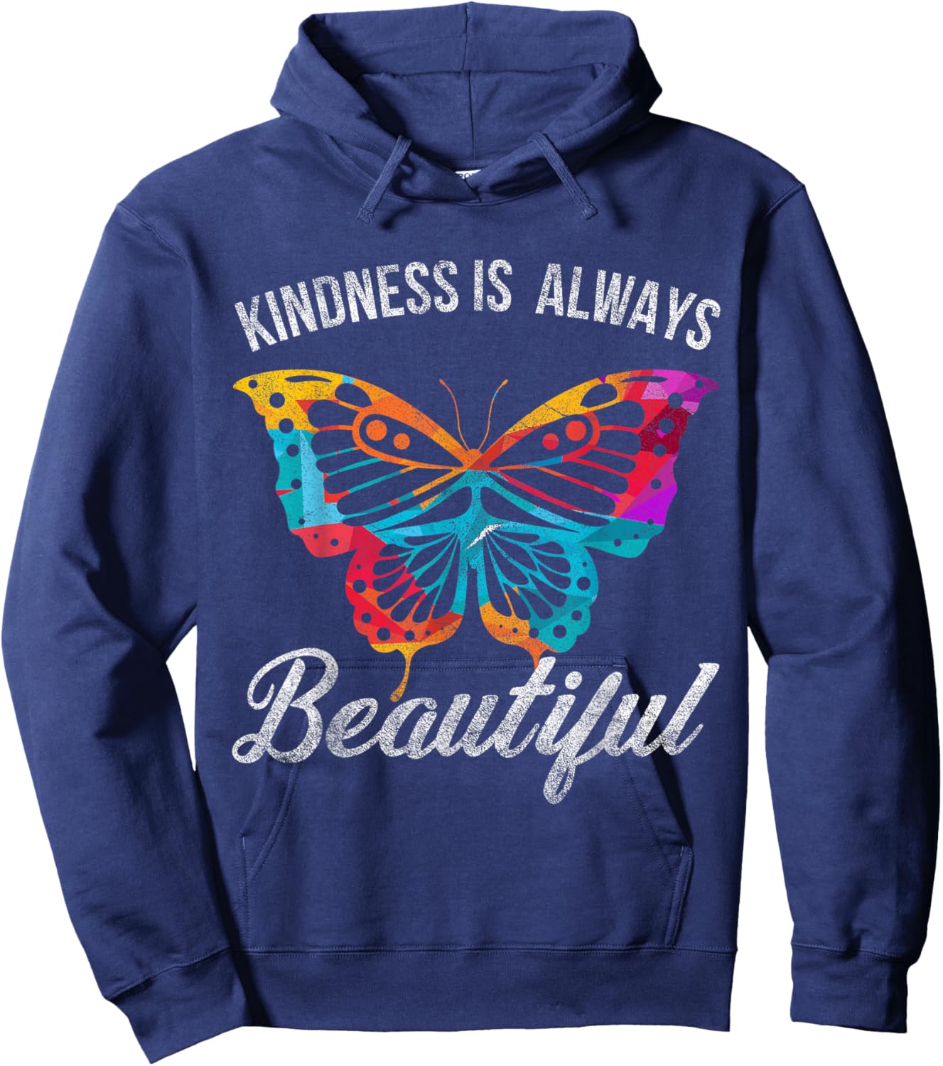 Kindness Is Always Beautiful Butterfly Hoodie - Hoodie | Navy