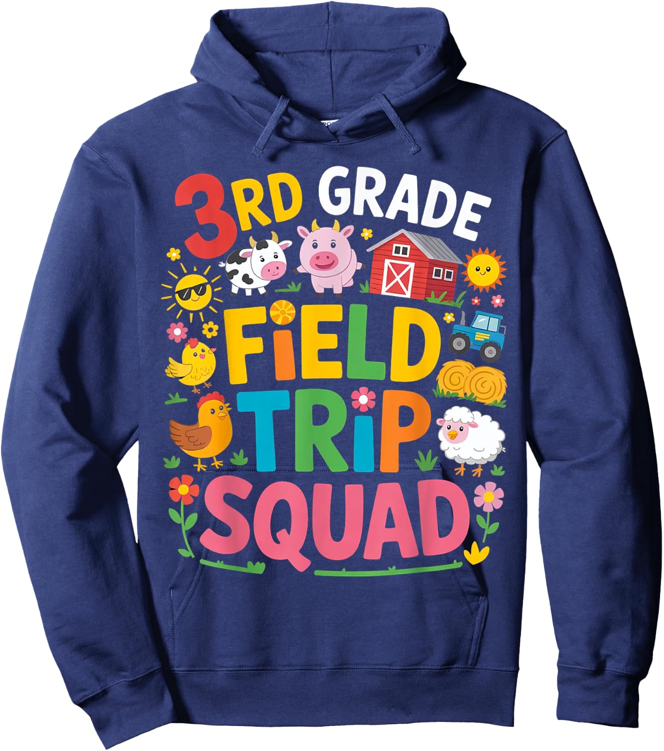 Farm Trip Field Trip Squad Farm Visit 3rd Grade Hoodie - Hoodie | Navy