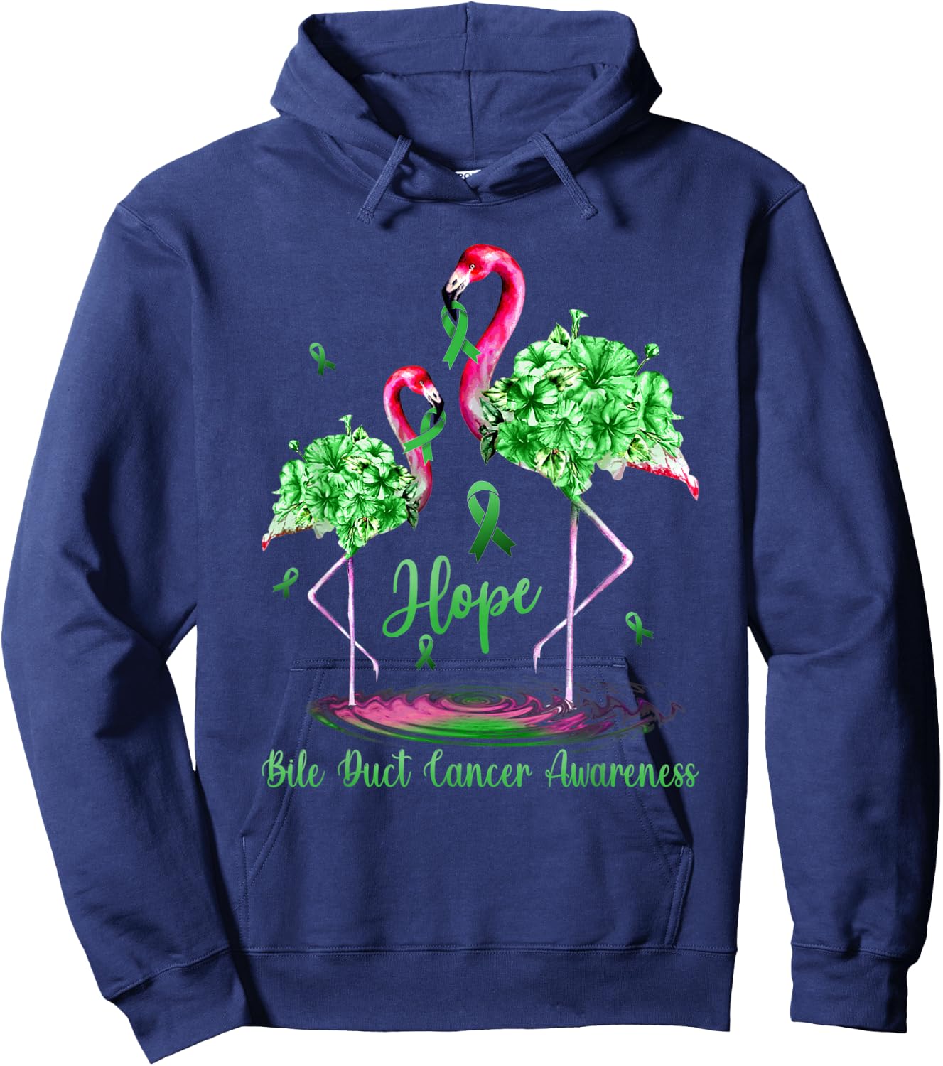 Flamingo Bile Duct Cancer Awareness Hoodie - Hoodie | Navy