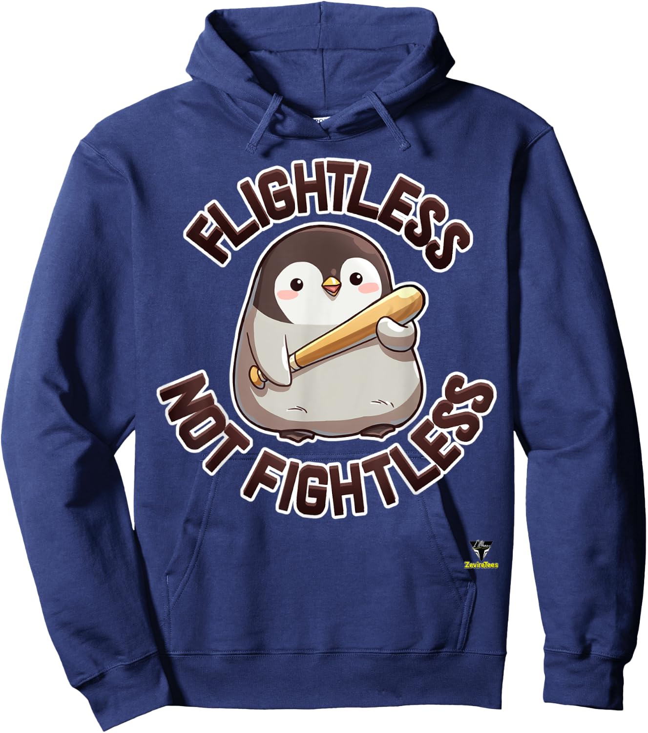 Flightless not Fightless - a menacing penguin Hoodie - Hoodie | Navy