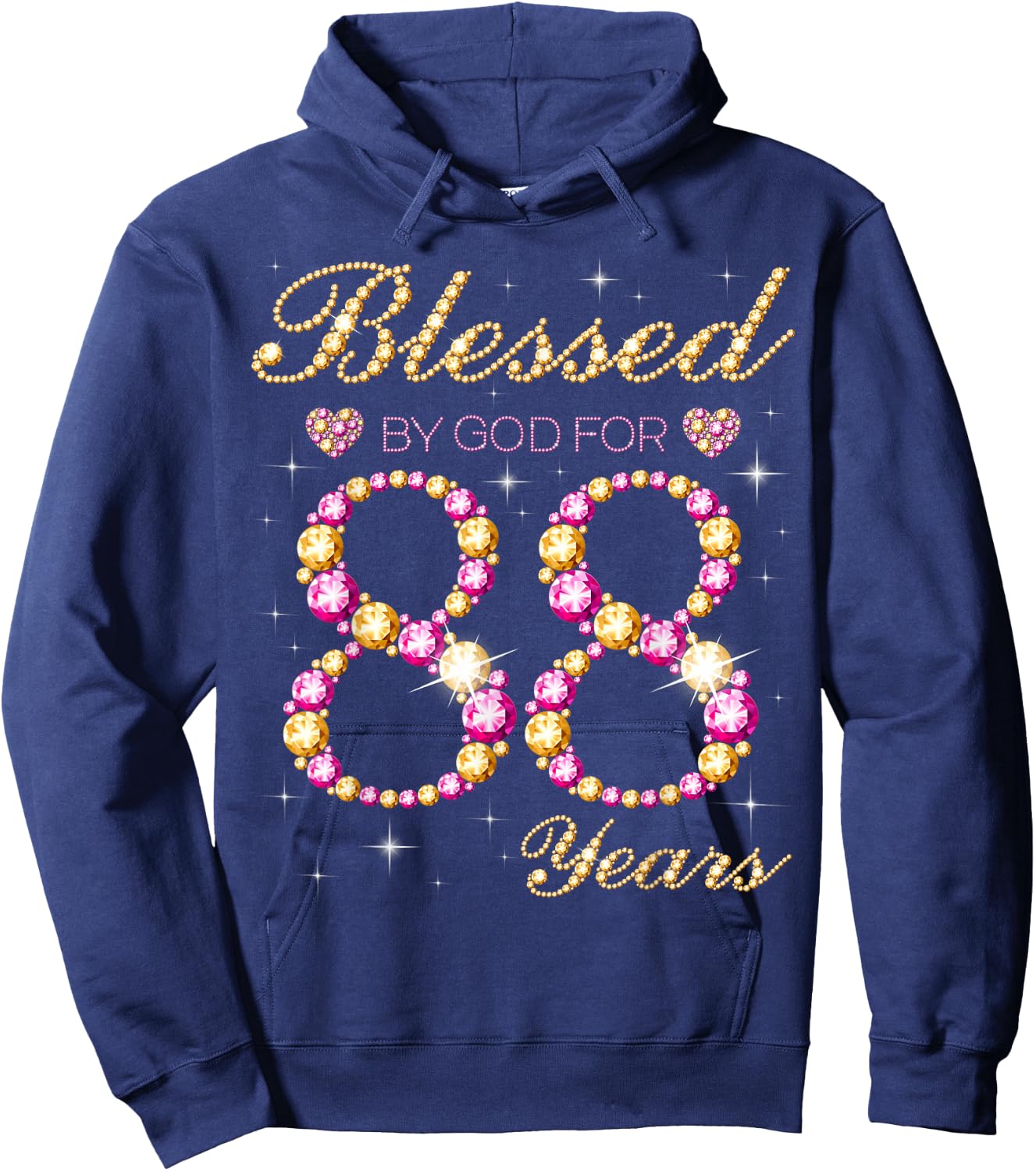 Blessed By God For 88 Years Old Birthday Party Hoodie - Hoodie | Navy