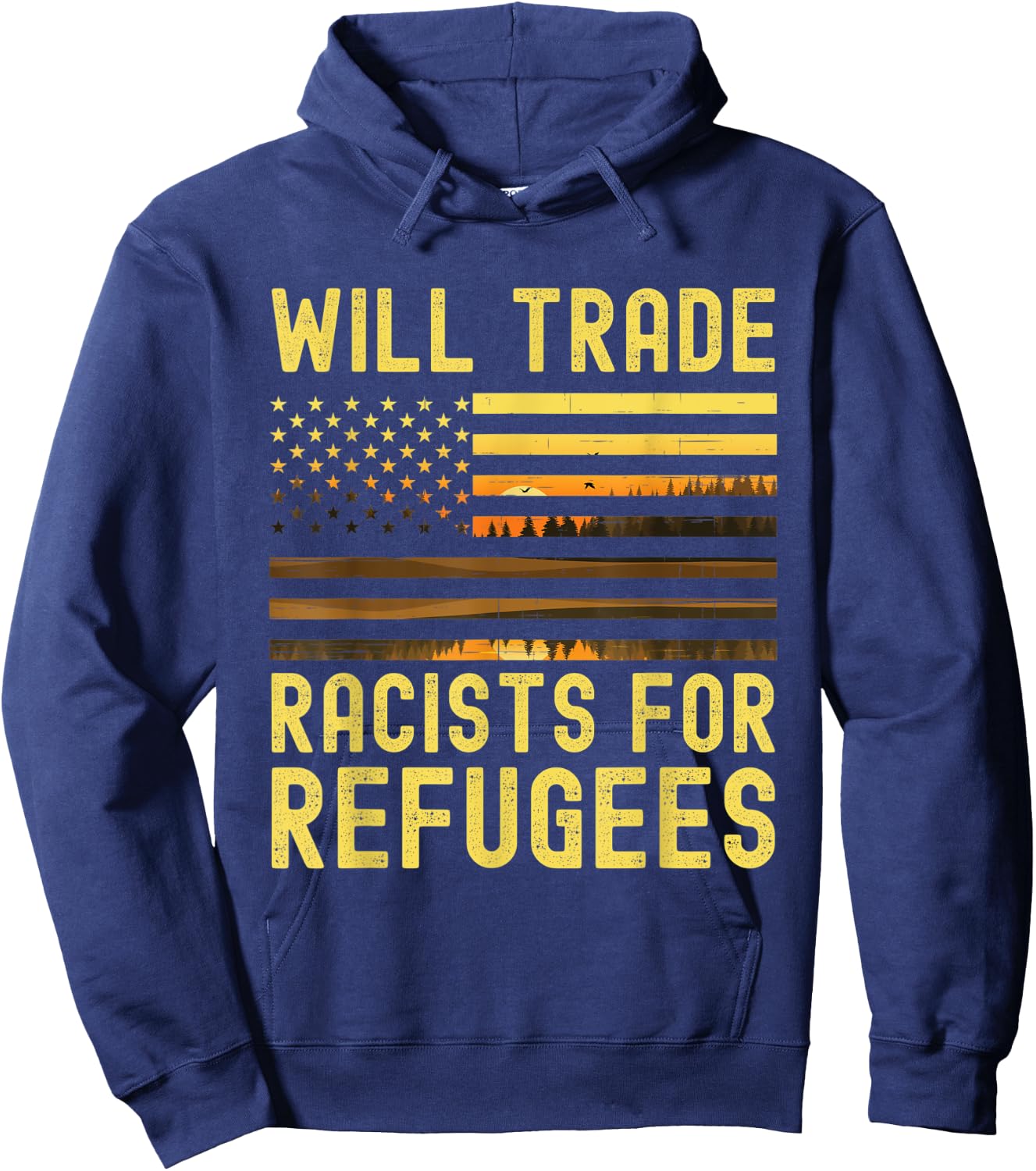 Will Trade Racists For Refugees Hoodie - Hoodie | Navy