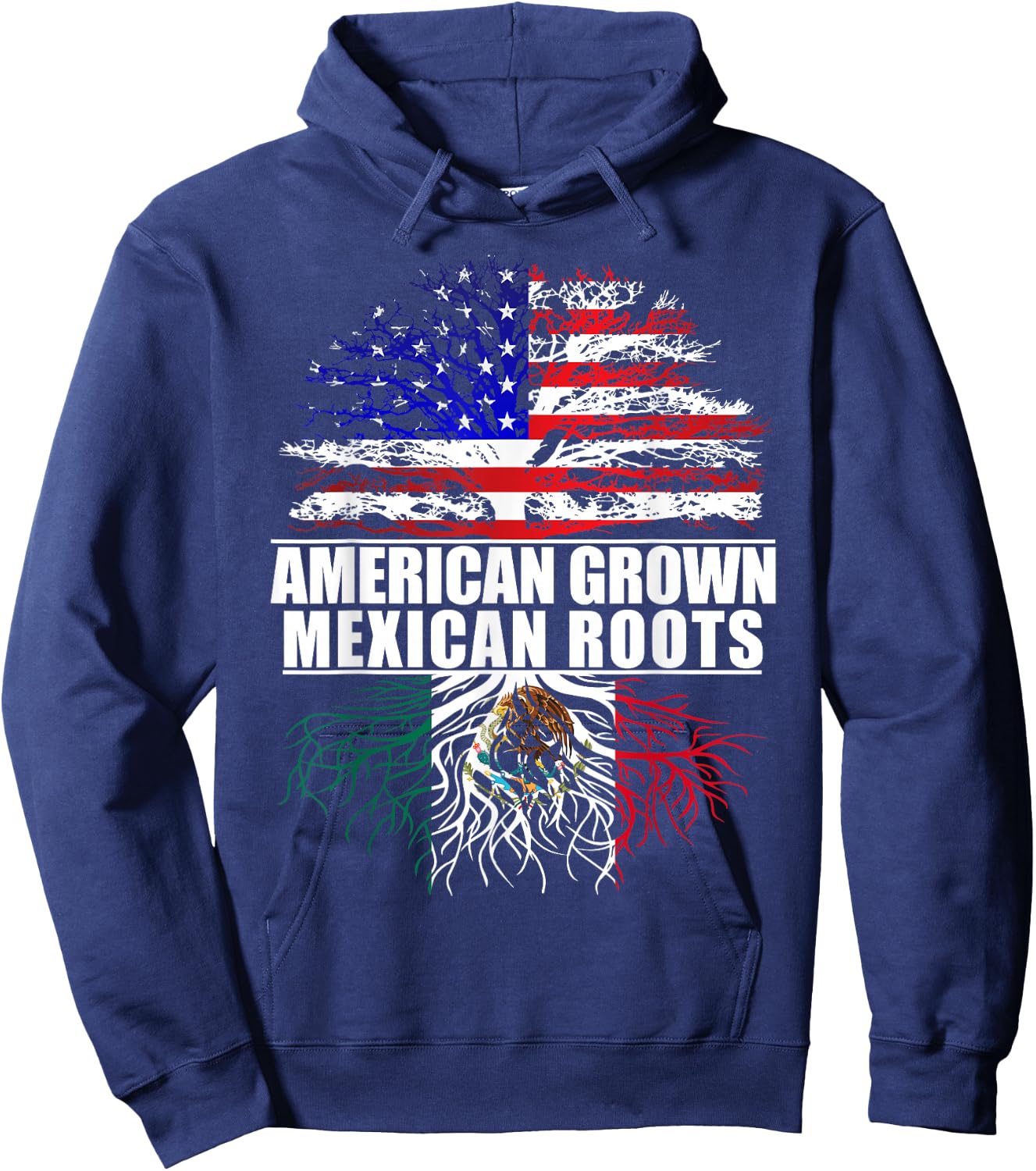 American Grown With Mexican Roots Proud Mexico Hoodie - Hoodie | Navy