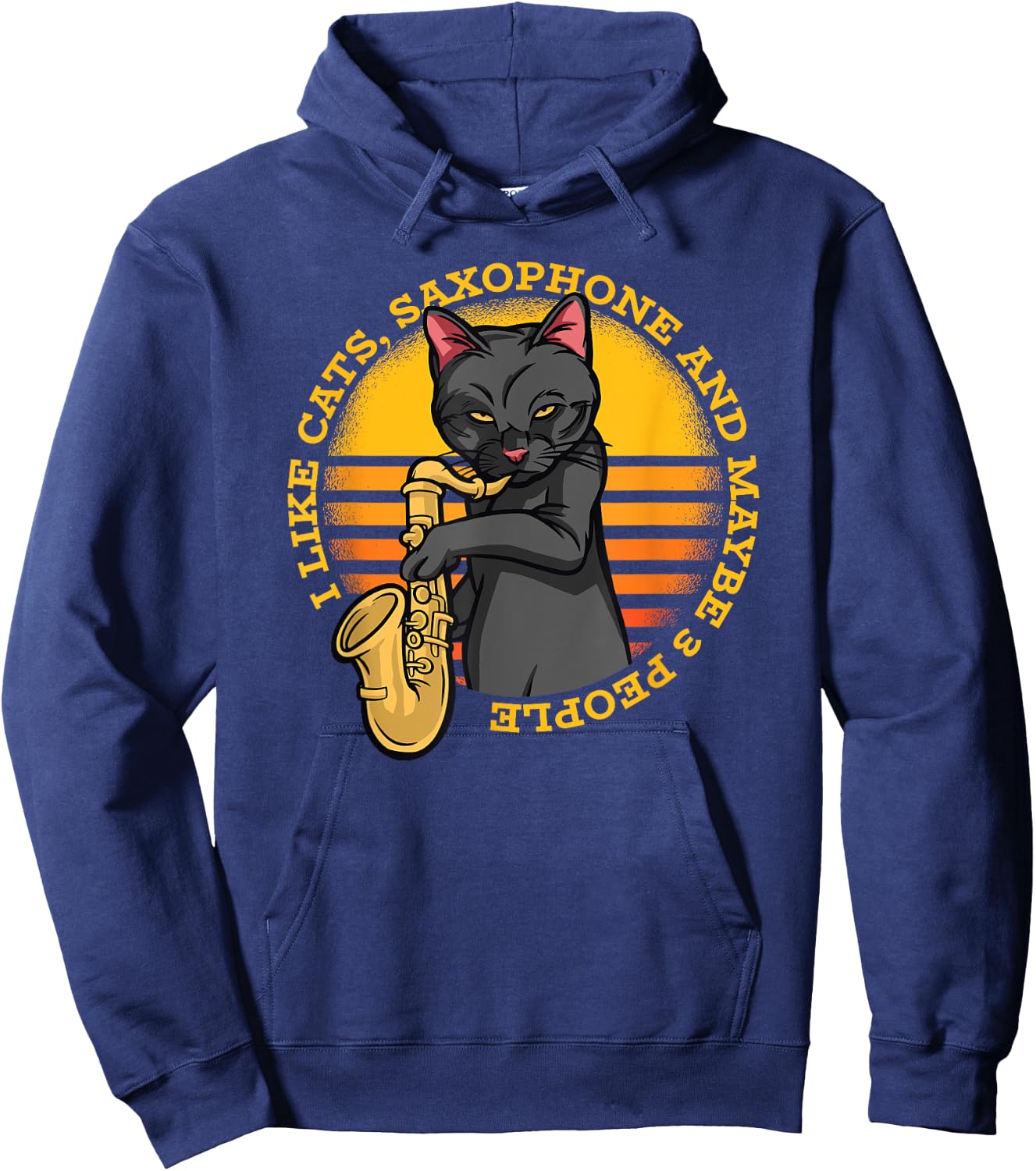 Cat with saxophone music musician saxophonist Hoodie - Hoodie | Navy