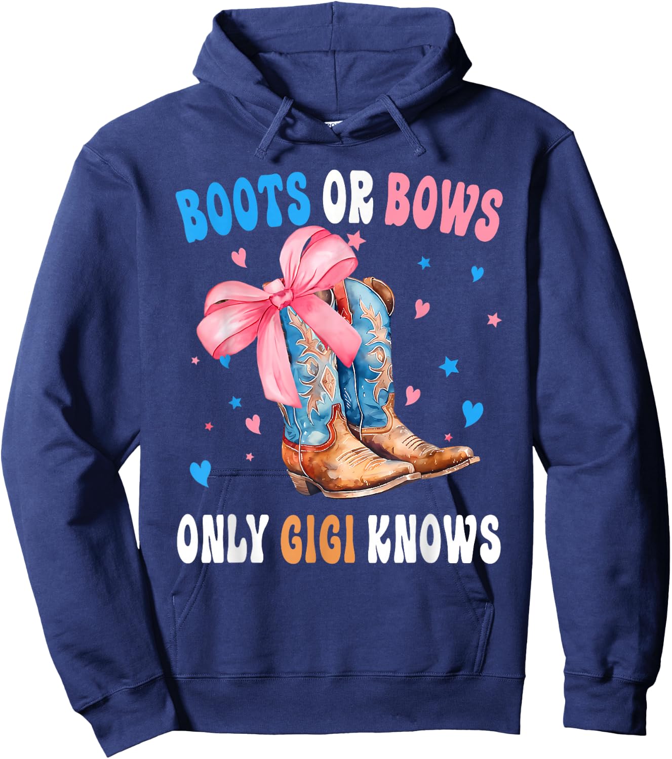 Boots Or Bows Only GiGi Knows Baby Announcement Hoodie - Hoodie | Navy